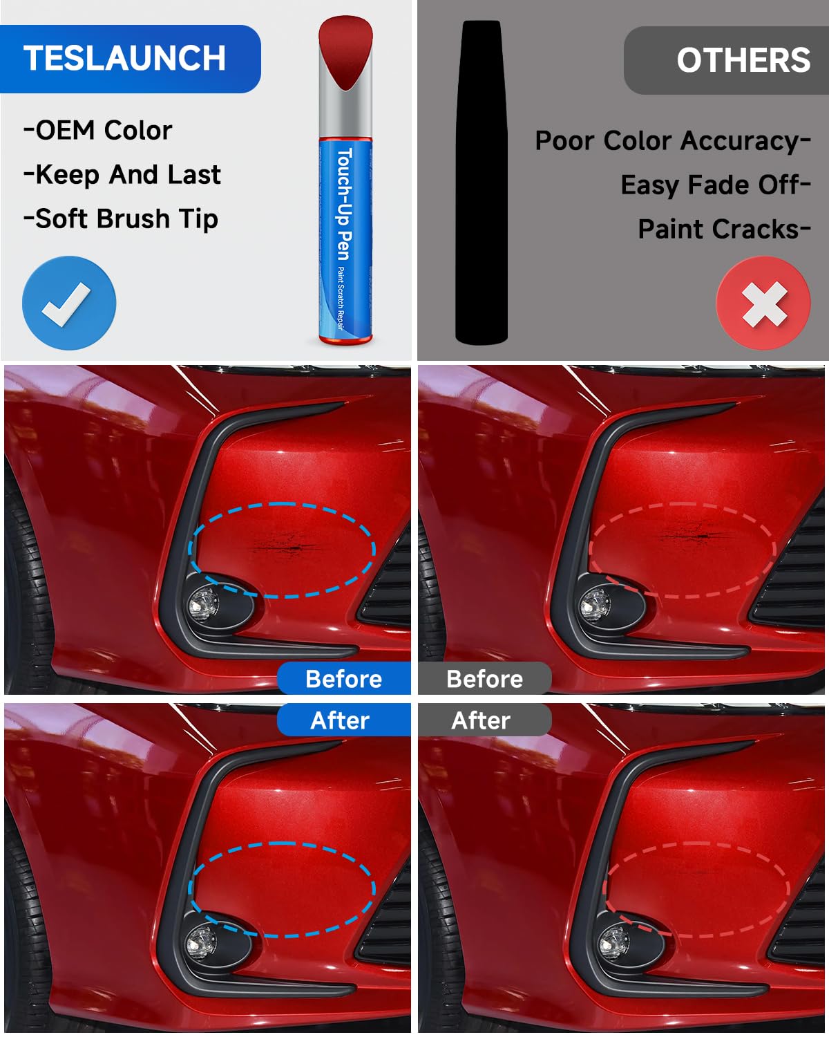 3R3 Barcelona Red Pearl Touch Up Paint Compatible with Toyota Exact Match Touch Up Paint Car Scratch Repair