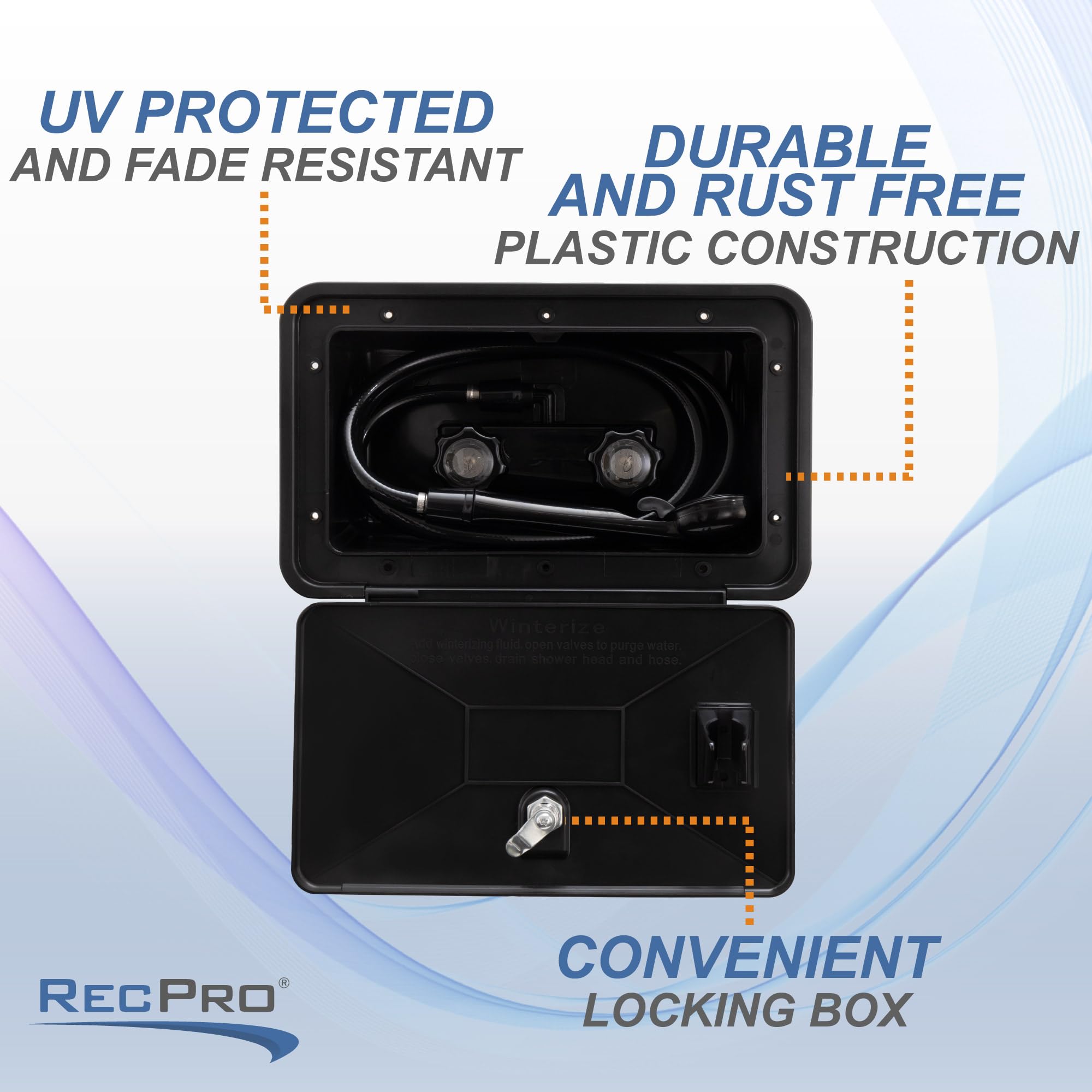 Recpro Rv Exterior Shower Box Kit | Locking Cowboy Shower With 51    Vinyl Hose, 2.5 Gpm Showerhead | Uv-Resistant, Rust-Free, E