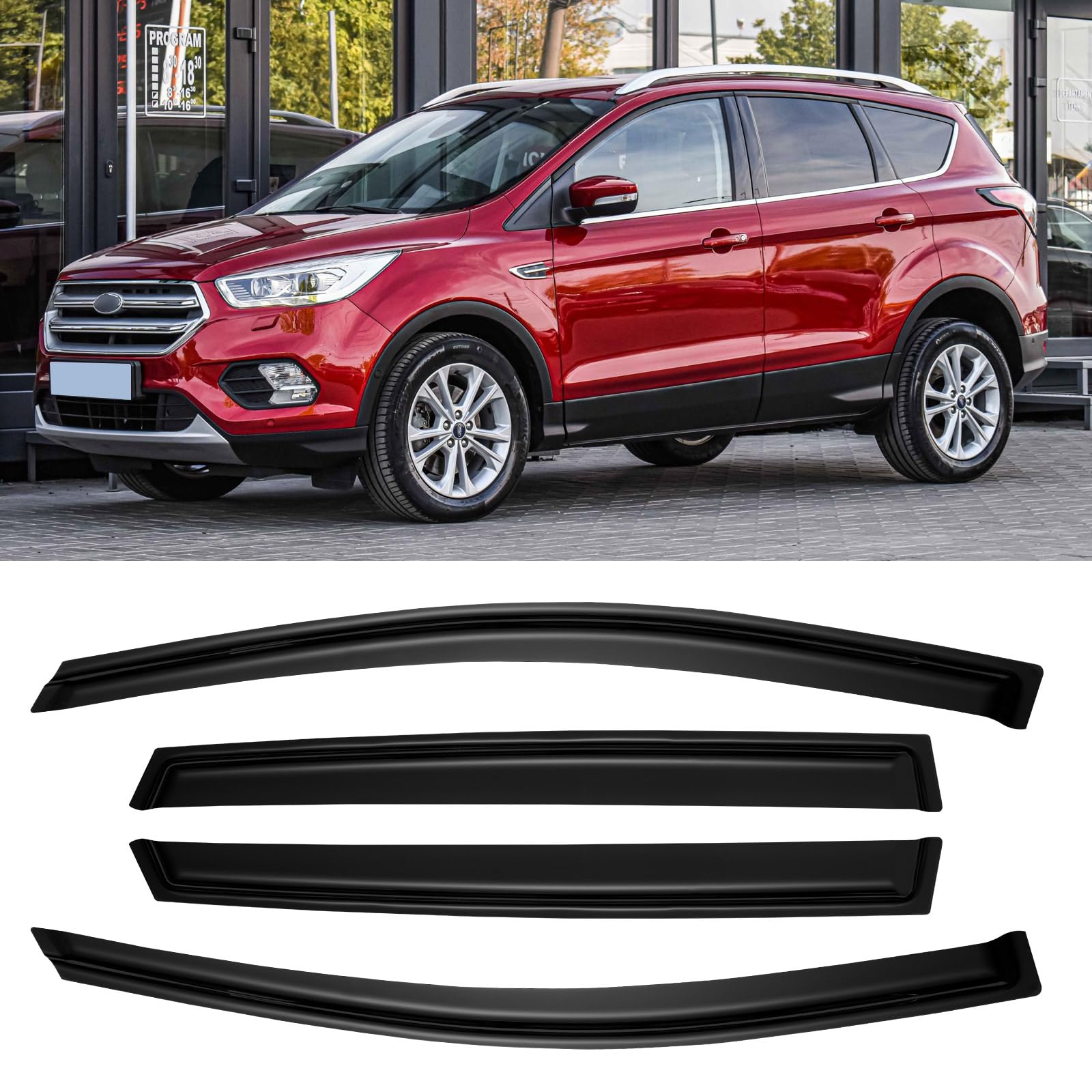 Window Rain Guards for 2013-2019 Ford Escape, Window Visor Guard Vent Wind Shade Deflector Rain Shield Protector Sun Visor for 1