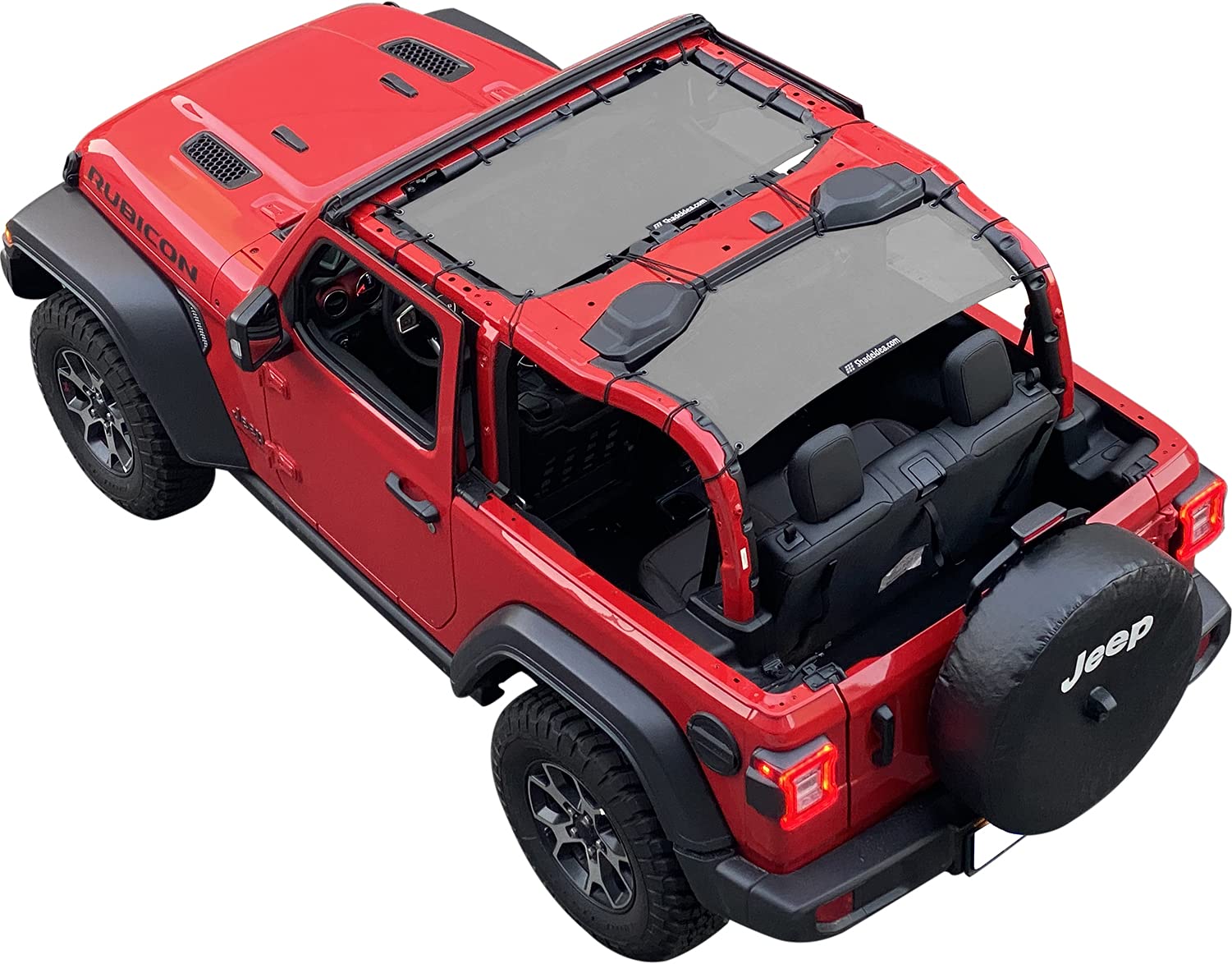 Shadeidea Jl Sun Shade Top For Jeep Wrangler 2 Door Top Sunshade (2018-2023), Front & Rear - Gray Mesh Screen Wrangler Cover, Uv