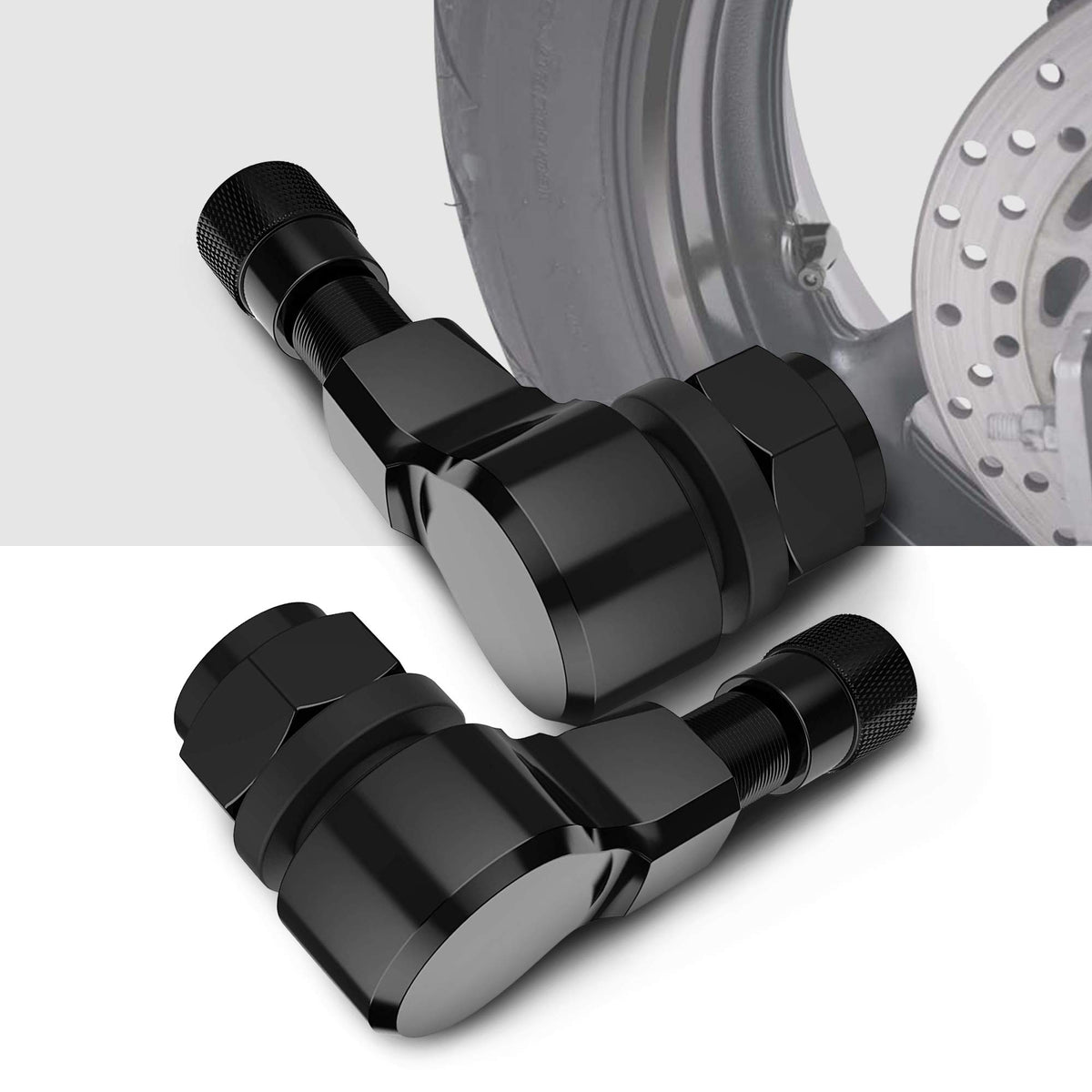 BASIKER 90 Degree CNC Motorcycle Valve Stems Tire Aluminum Valve Stems for Most Bike 10 mm to11.3 mm Tubeless Easy Installation 