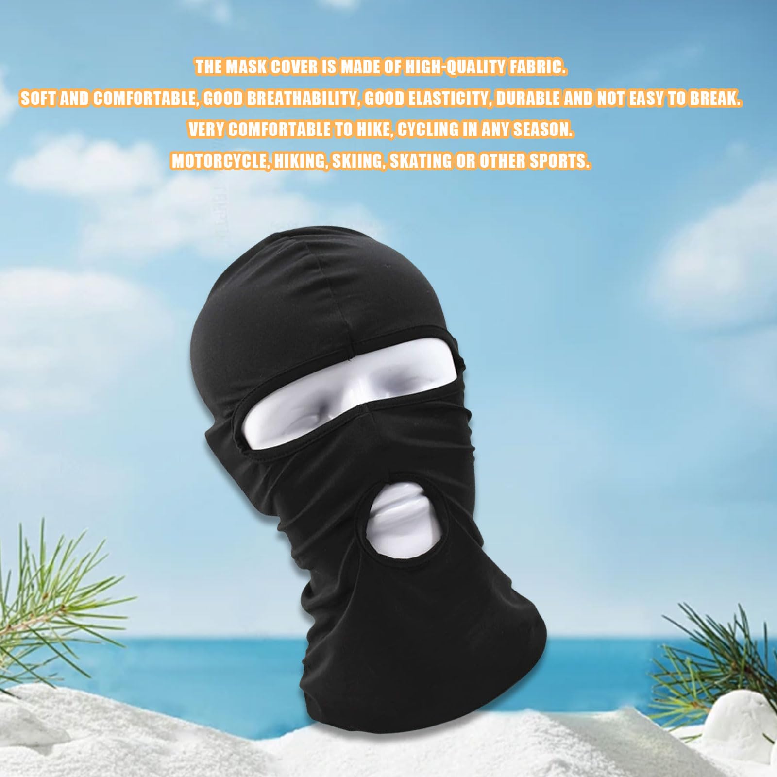 Balaclava Ski Mask, Thin Three Holes Full Face Mask for Motorcycle Bike Hunting Cycling Cap Ski (US, Alpha, One Size, 2 Holes Bl