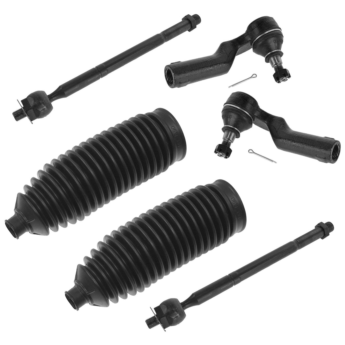 Trq Front Steering Kit Steering Rack & Pinion Bellow Tie Rod Compatible With 2004-2013 Mazda 3 2006-2015 5