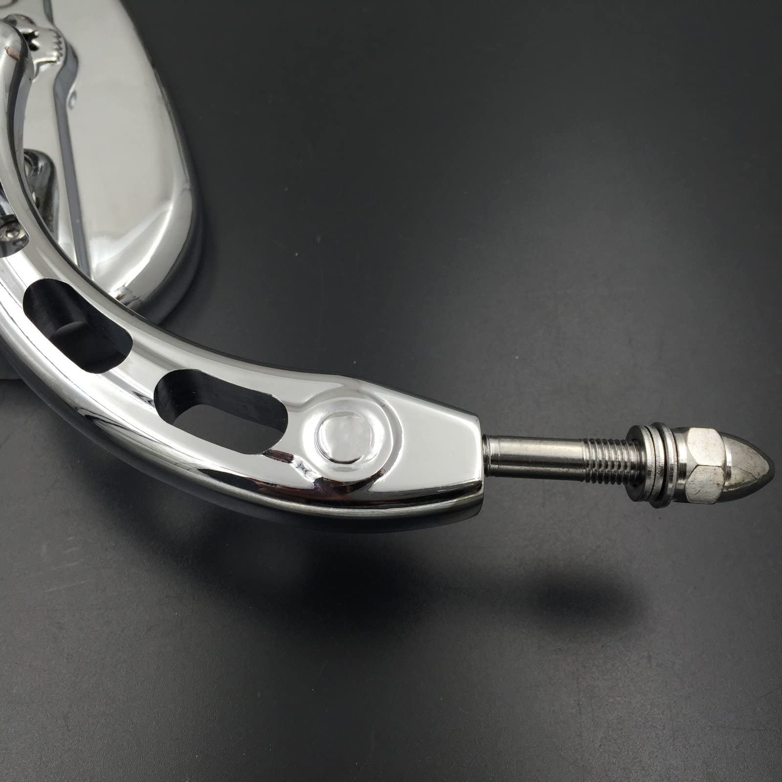 Httmt Mt383D- Chrome Skull Side Mirrors Compatible With Harley Davidson 1982-Later All Models (Except Vrscf,2014-Later Flhtkse,Flhrse6, Flhr And Flhrc Models And Xl1200X Mounted Below The Handlebars)