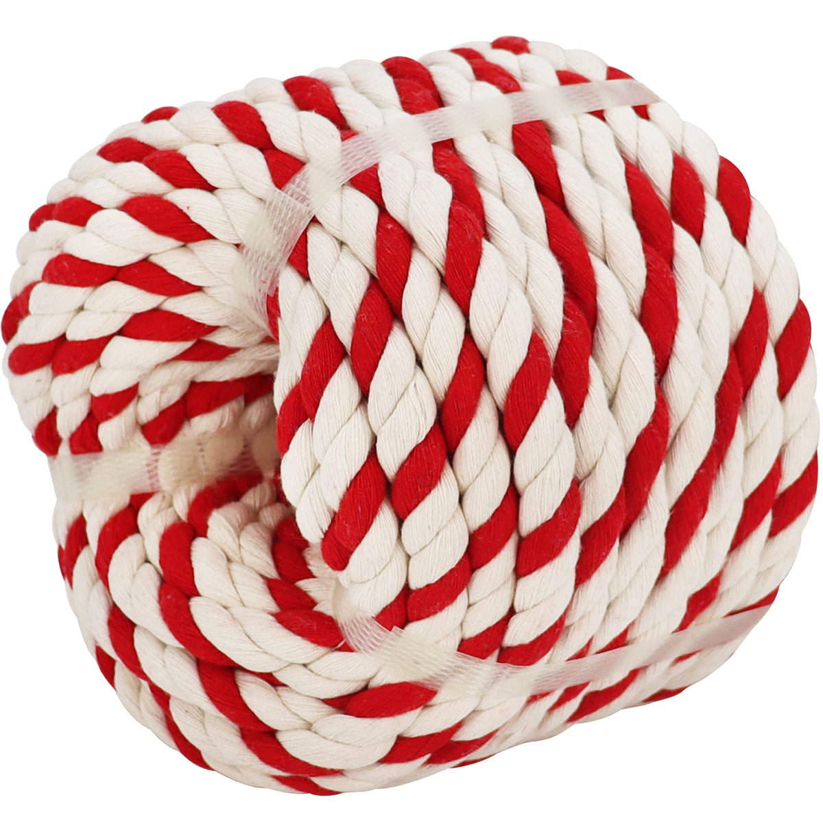 Sinyloo Natural Cotton Rope 1/2 Inch X 50 Feet Thick Craft Rope - Red And White Rope For Crafts Wall Hanging Decoration Gift Wrapping Christmas Rope