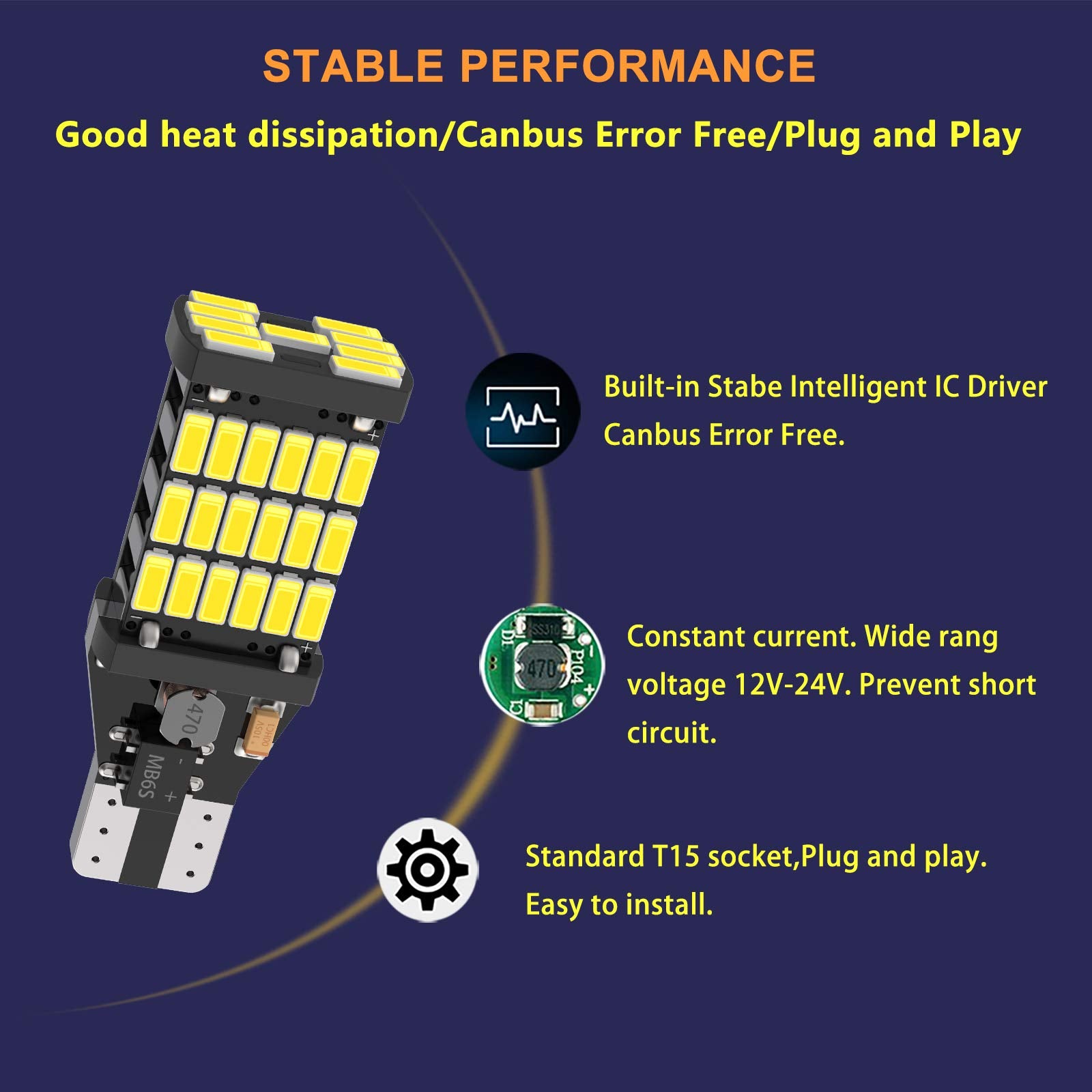 4Pcs Super Bright 921 T15 912 W16W Led Reverse Lights, Error Free 904 Led 921 Bulbs 45Smd-4014 Chipsets, Newest 912 921 906 Led Car Bulbs For Car Truck Backup Reverse Lights, 1500 Lumens 6500K White