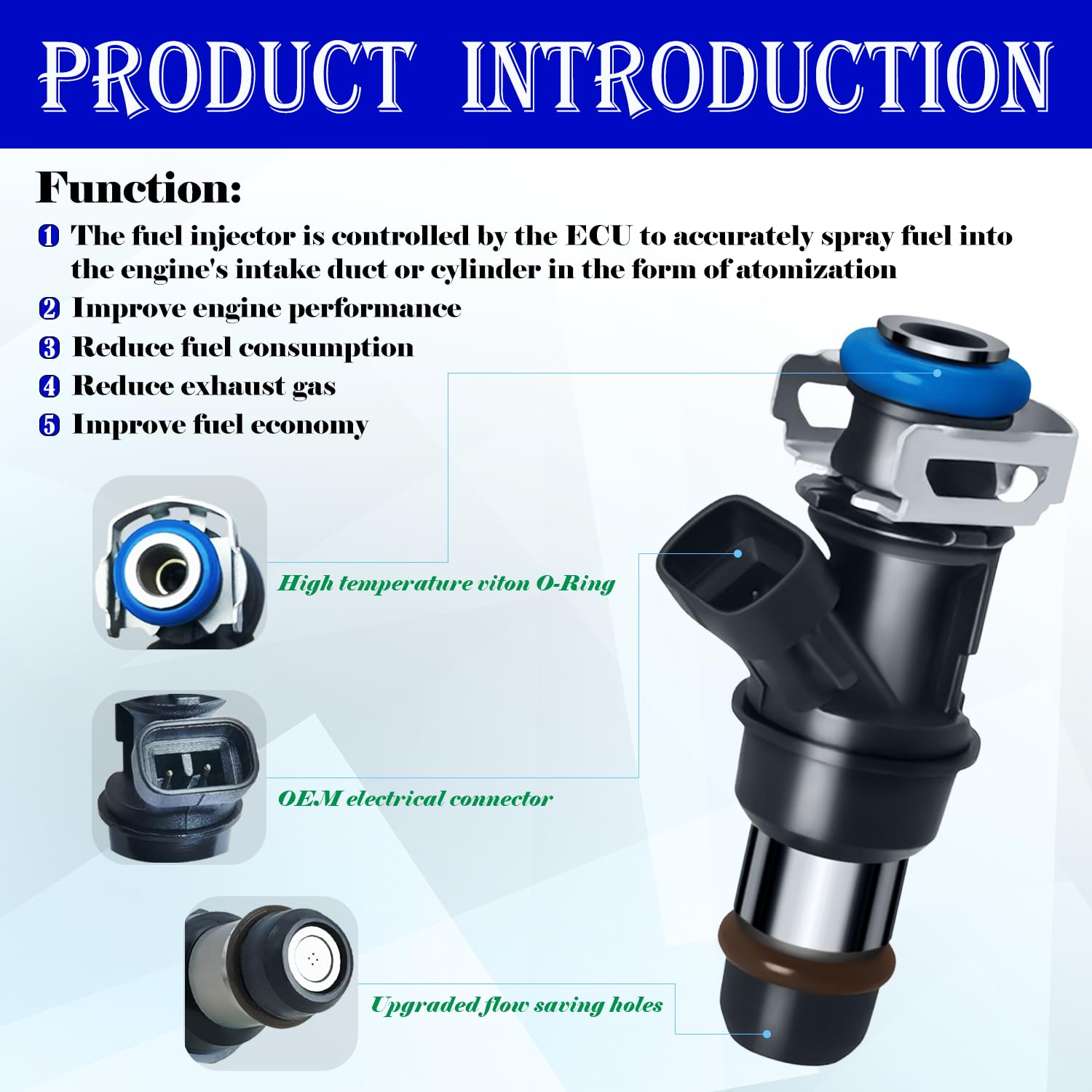 SeyPon Upgraded 4 Holes Gas Fuel Injectors Fit For GMC: Yukon (XL)/Sierra, 1500 2500 3500, For Chevy: Tahoe/Express/Suburban/Sil