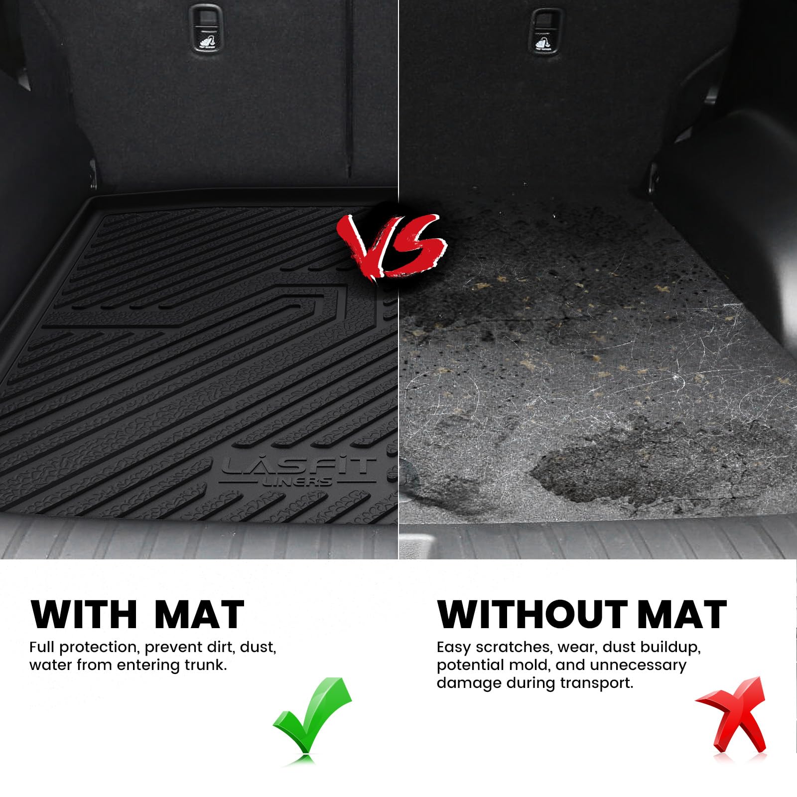 Lasfit Trunk Mat For Honda Cr-V 2017 2018 2019 2020 2021 2022 (Fuel Model), All Weather Custom Fit Tpe Cargo Mat Cargo Tray In L