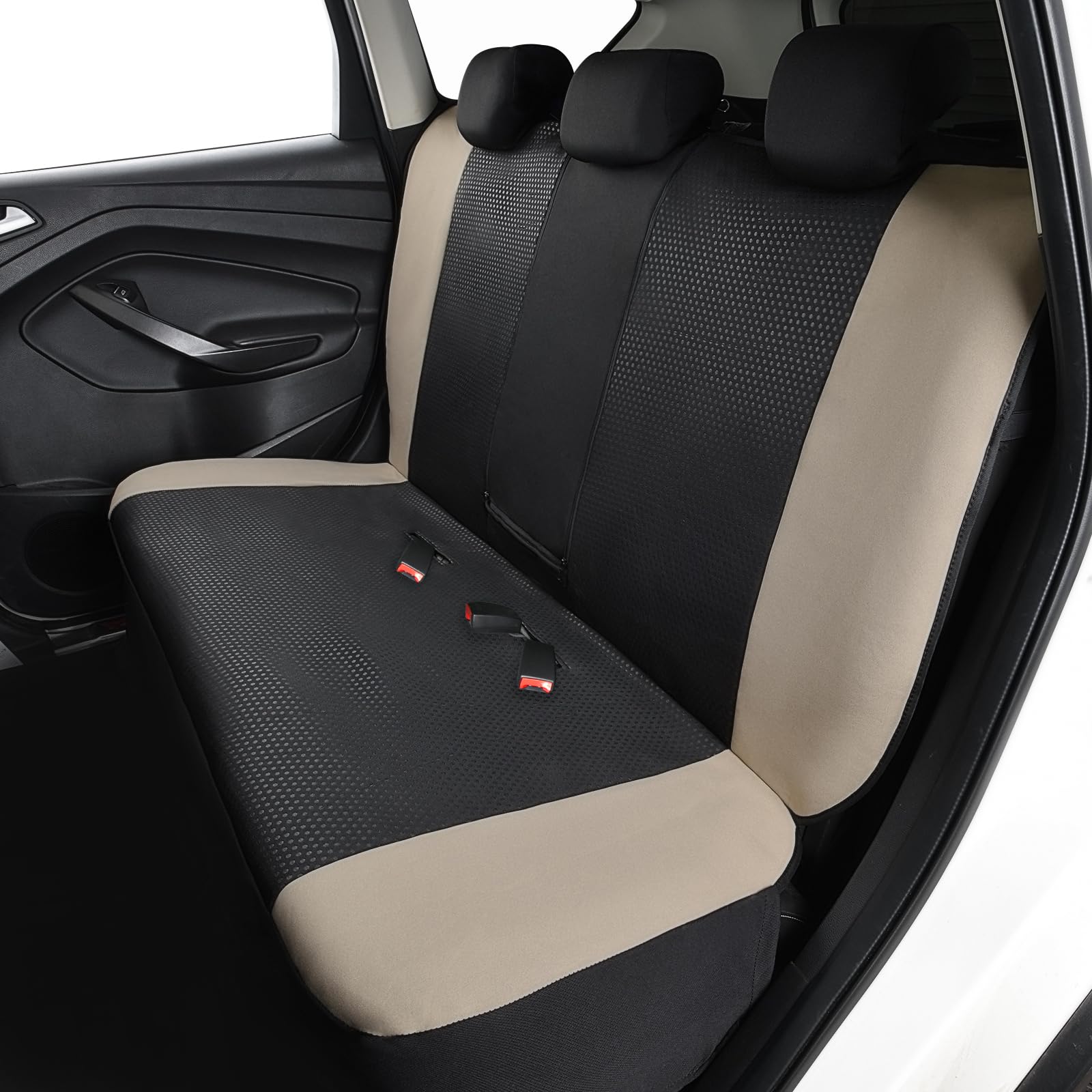 Flying Banner Rear Bench car seat Covers car seat Protectors Split 40/60 50/50 60/40 (Rear Bench-Neoprene, Beige)