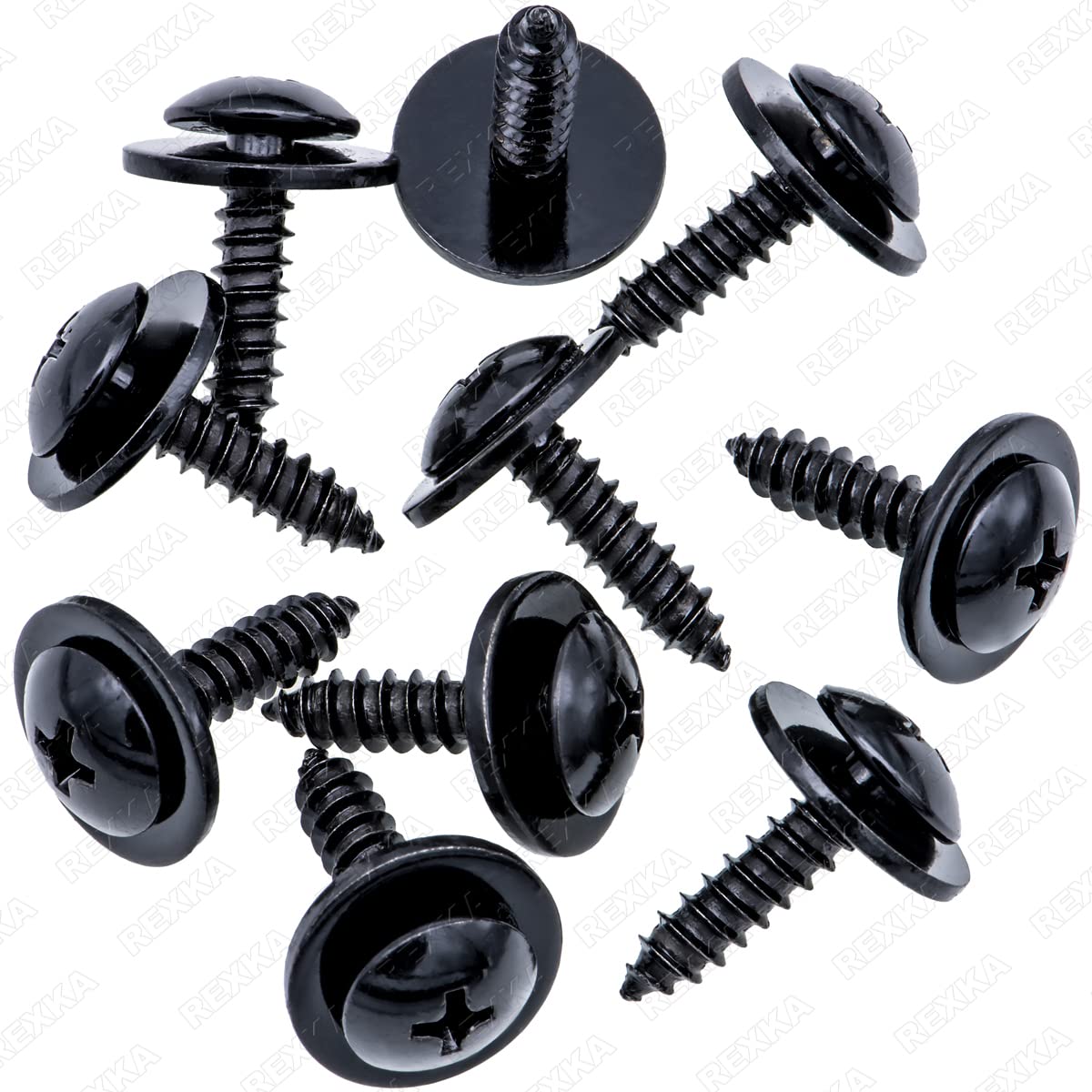 Rexka 10pcs Fender Liner Splash Shield Wheelhouse Liner Screw Phillips Truss Head Sems Compatible with Honda Acura BMW 90114-SE0