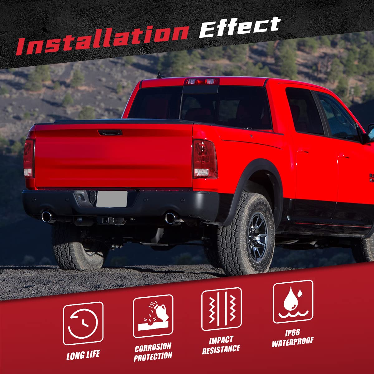 Vgetting Tail Lights For Dodge Ram 1500 2500 3500 2009-2018 Rear Lamp Assembly With Bulb Replacement Taillights Red Lens Brake Light A Pair