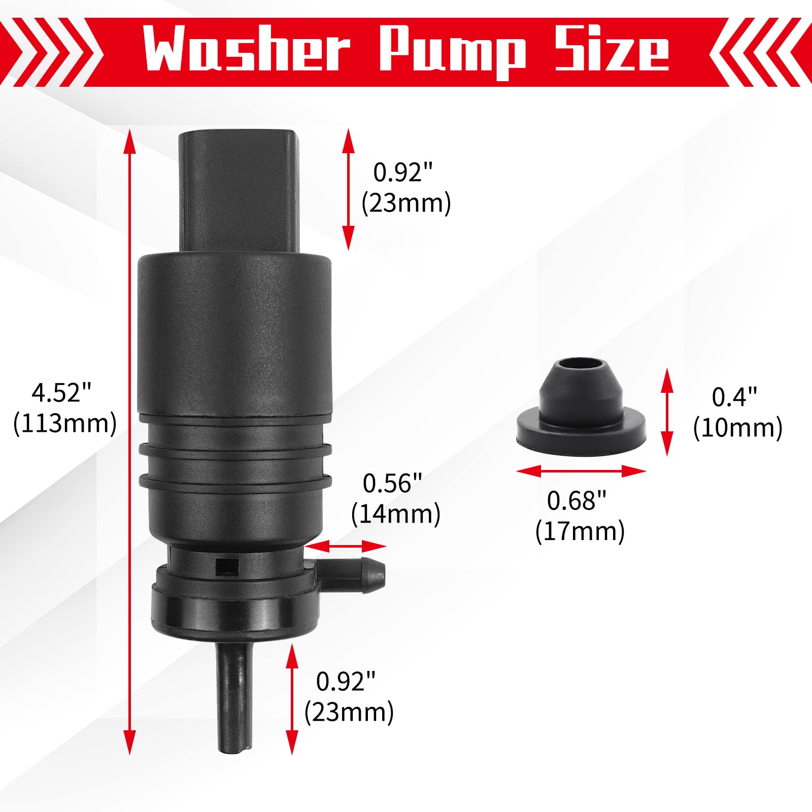 Otuayauto 67128362154 Windshield Washer Pump - Replacement For Bmw E46/E39/E36 M3 M5 X3 X5 Z3 Z4 Z8 318I 323I 325I 328I 330I 528I 530I 740I 745I With Grommet, Replaces Oem# 67128377612, 21323-232316B
