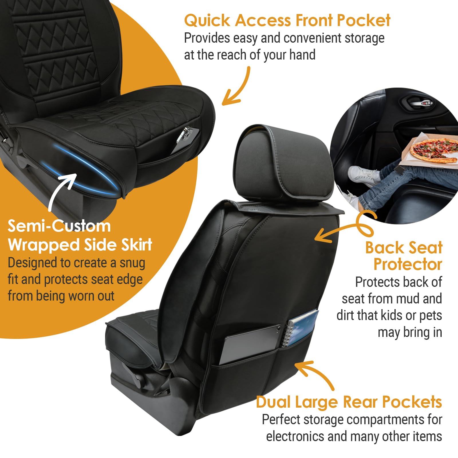 Lpi Truck Heavy Duty Premium Truck Seat Covers For Front Seats, For Full-Size Truck Suv, Padded Seat Cover With Bottom Wrap-Arou