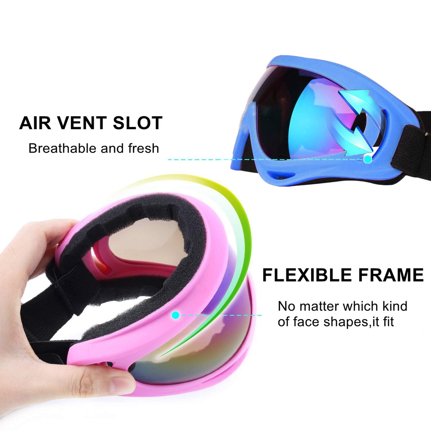 Ljdj Motorcycle Goggles - Glasses Set Of 2 Transparent Lenses Dirt Bike Atv Motocross Anti-Uv Adjustable Riding Offroad Protecti