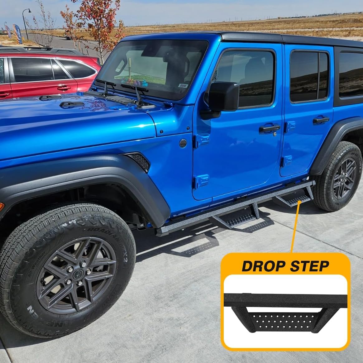 Smanow Drop Down Running Boards Compatible With 2018-2025 Jeep Wrangler Jl 4 Door, Dual-Stage Textured Black Powder Coated, 3 Inch Step Bars Side Step Bcka.