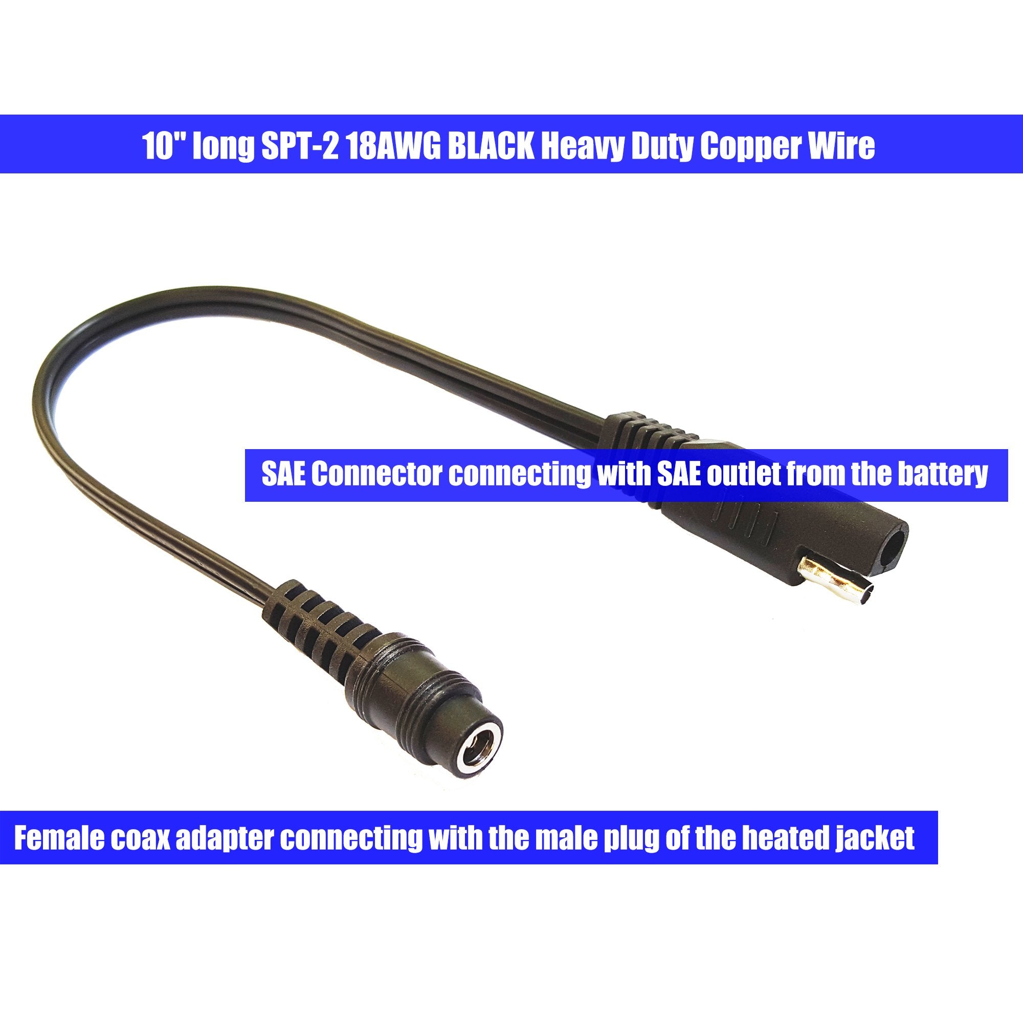 Motopower Mp69006 10'' Sae To Coax Female Adapter Cable Sae To Dc Coax Motorcycle Heat Clothing Jack Adapter