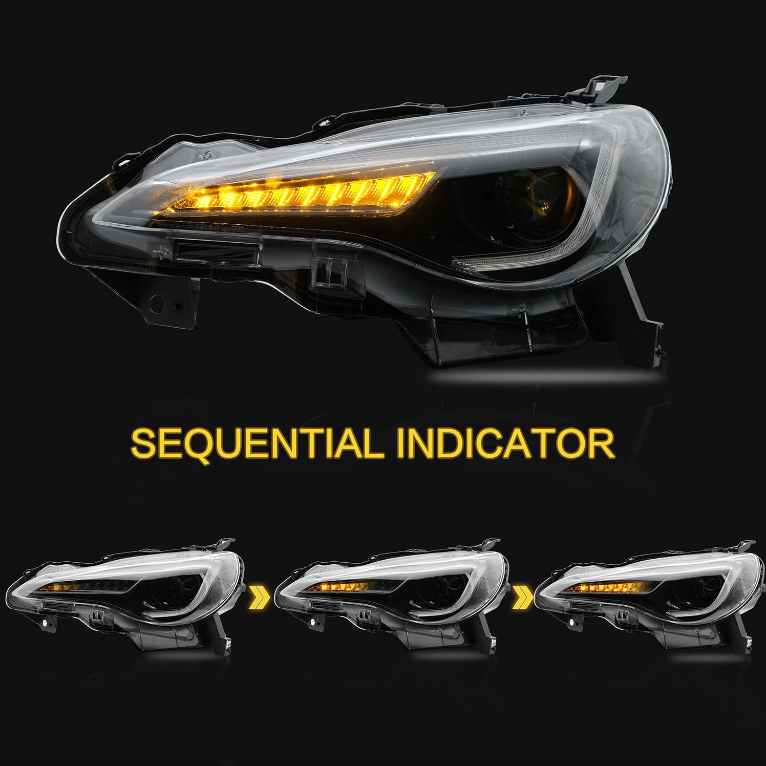 Vland Headlight Assembly Fit For 2012-2016 Scion Fr-S 2012-2021 Toyota 86 2013-2021 Subaru Brz, Led Headlamp Assembly With Drl S