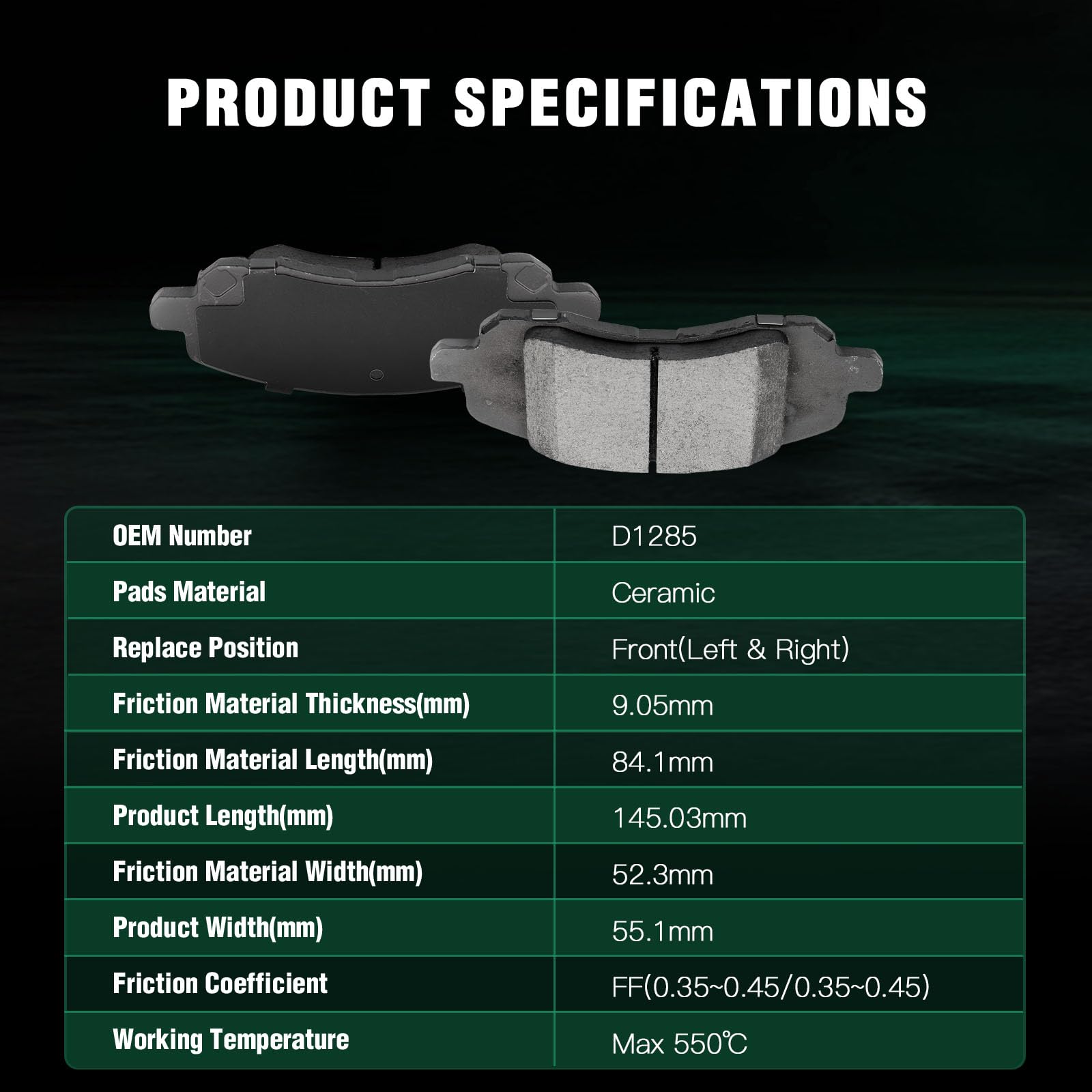 Automuto 8Pcs Front & Rear Ceramic Disc Brake Pads Set D1037 D1285 For Chrysler 200 Sebring For Dodge Avenger Caliber For Jeep C