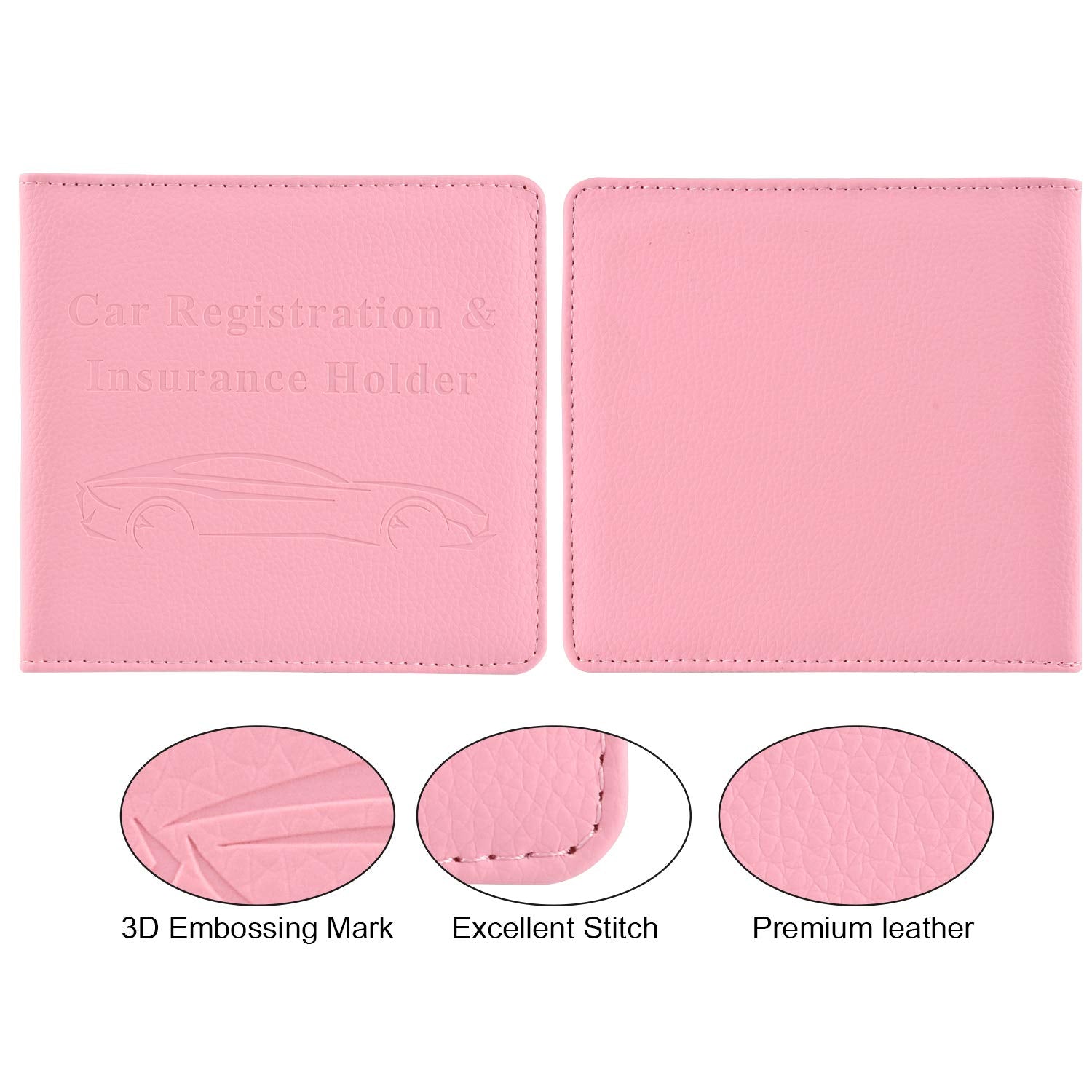 Cacturism Car Registration And Insurance Holder, Car Accessories Vehicle Glove Box Car Organizer Women Wallet Case For Cards, Essential Document, Driver License, Pink
