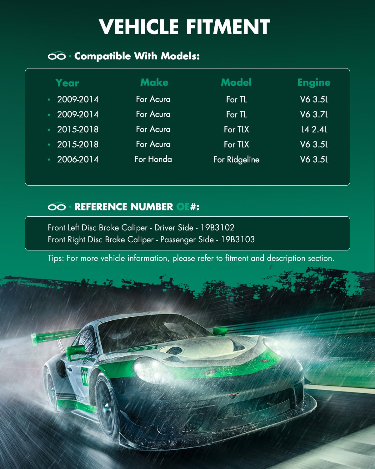 Scitoo 19B3102 19B3103 Front Left & Right Disc Brake Calipers Assembly W/Bracket For Acura For Tl 2009-2014,For Acura For Tlx 20