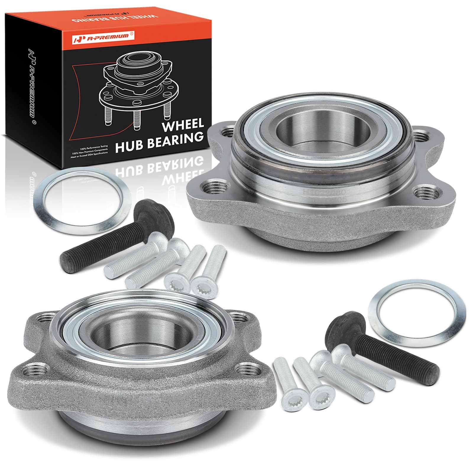 A-Premium 2 X Front Or Rear Wheel Bearing And Hub Assembly Compatible With Audi A4 2002-2009, A4 Quattro 2002-2009, A6 2000-2004, A6 Quattro 2000-2004, Rs6 2003, Rs4 2007-2008, S4, S6, S8
