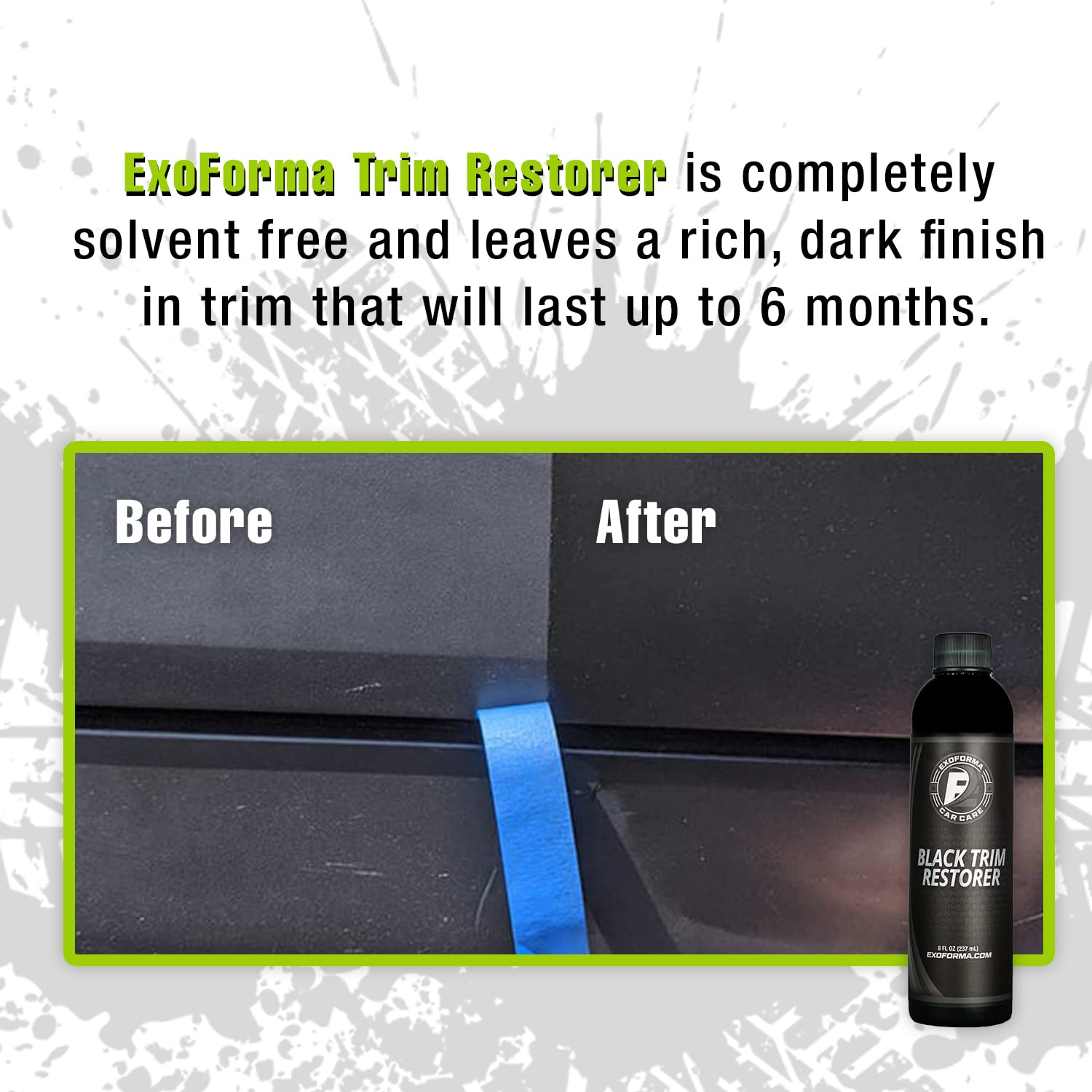 Exoforma Black Trim Restorer - Restores Factory Black To Plastic Trim - Protects Against Uv Rays - Unique Dye-Infused Formula La