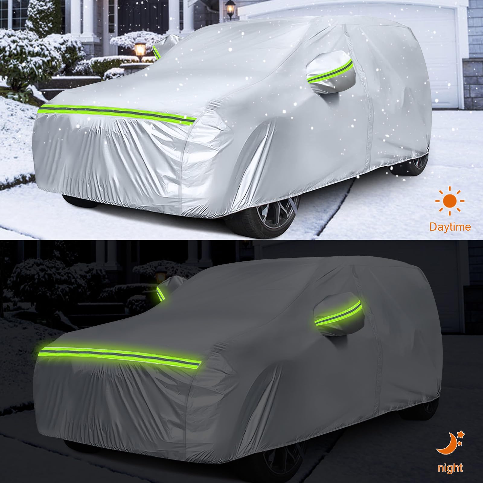 Waterproof Car Covers Replace For 2007-2025 Jeep Wrangler 4 Doors, 6 Layers Silver All Weather Car Cover With Zipper Door & Wind