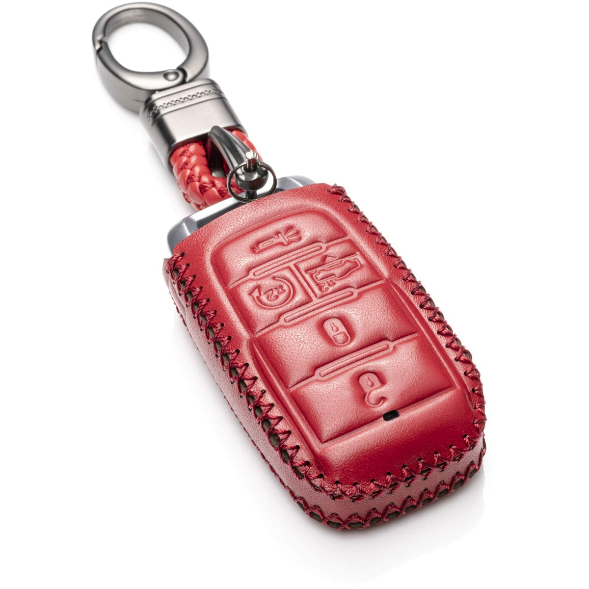 Vitodeco Genuine Leather Smart Key Fob Case Cover Protector Compatible With Ram 1500, Ram 2500, Ram 3500 2019 - 2024 (5-Button W