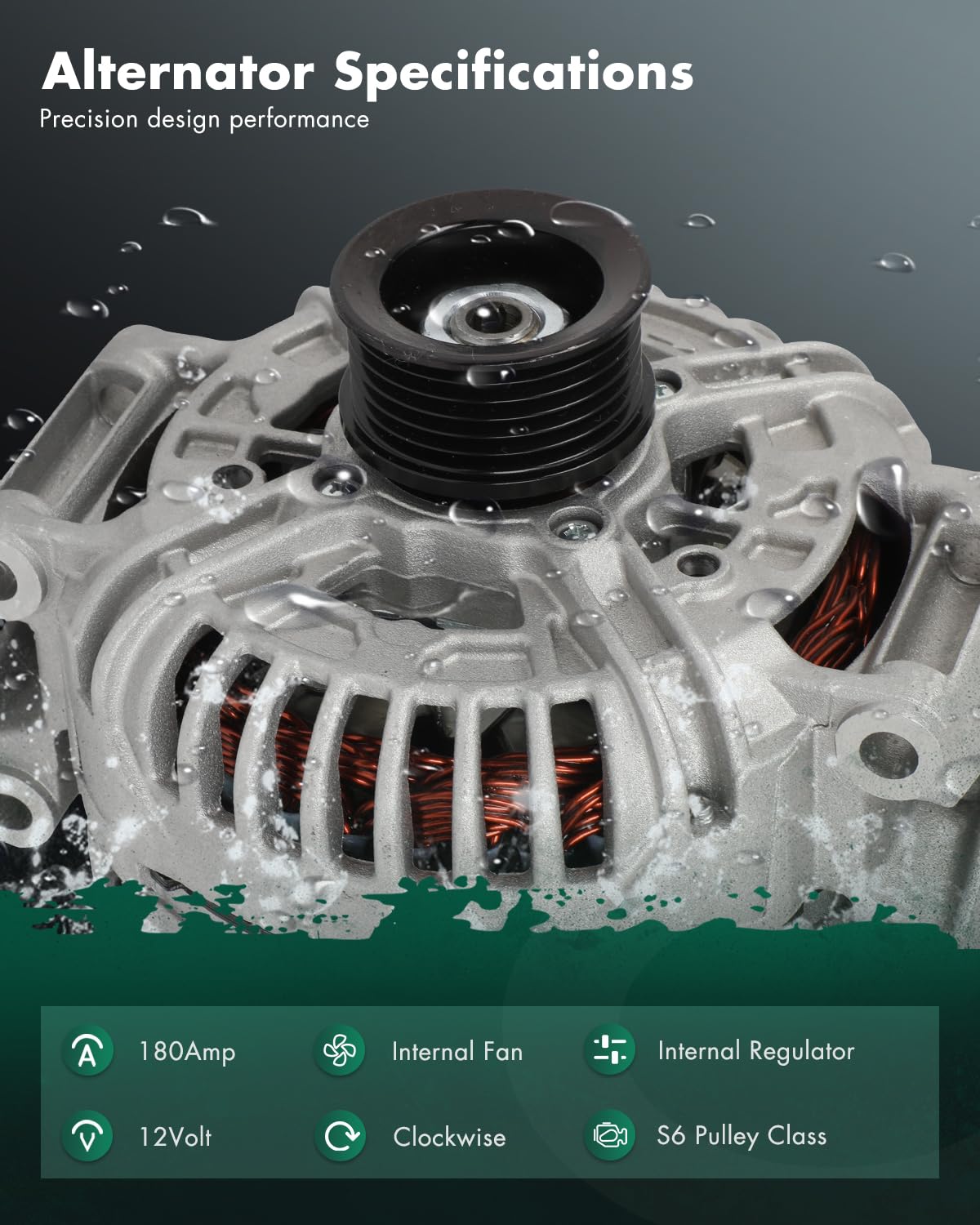 SCITOO Alternator Fits for Mercedes ML350 3.5L V6 2006, Freighliner for Sprinter Van 2007-2008 - 12V 180Amp CW S6 Pulley Class,