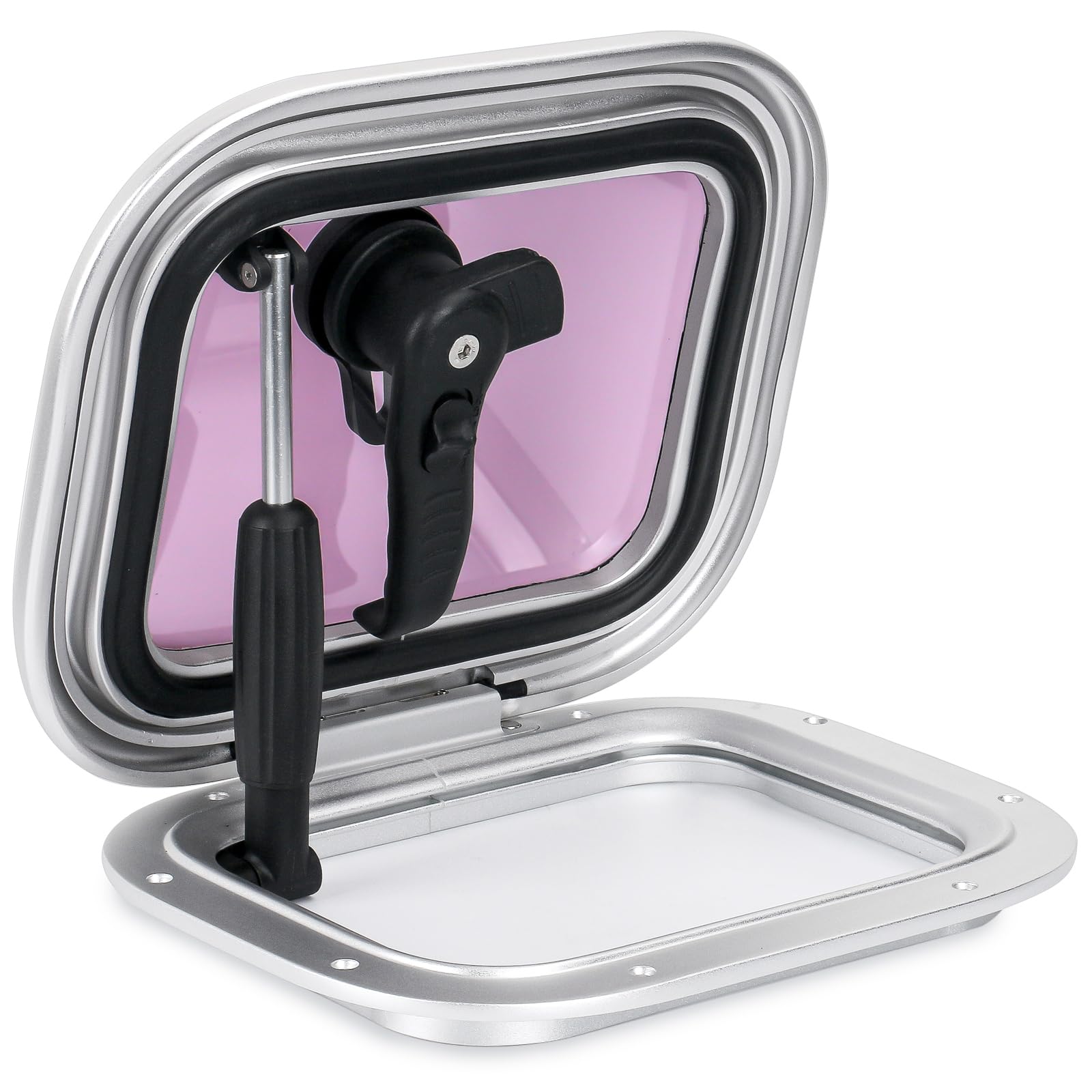 Anodized Aluminum Boat Porthole Window Marine Boat Hatch Lids Camper Truck RV (Silver Frame) (11.6 inch*9.5 inch)