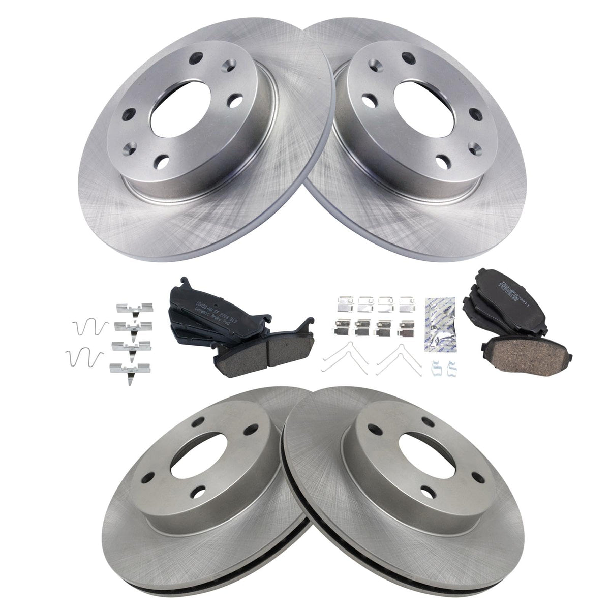 Trq Front And Rear Brake Pad & Rotor Kit Brake Pads Brake Rotor Ceramic Compatible With 1990-1993 Mazda Miata