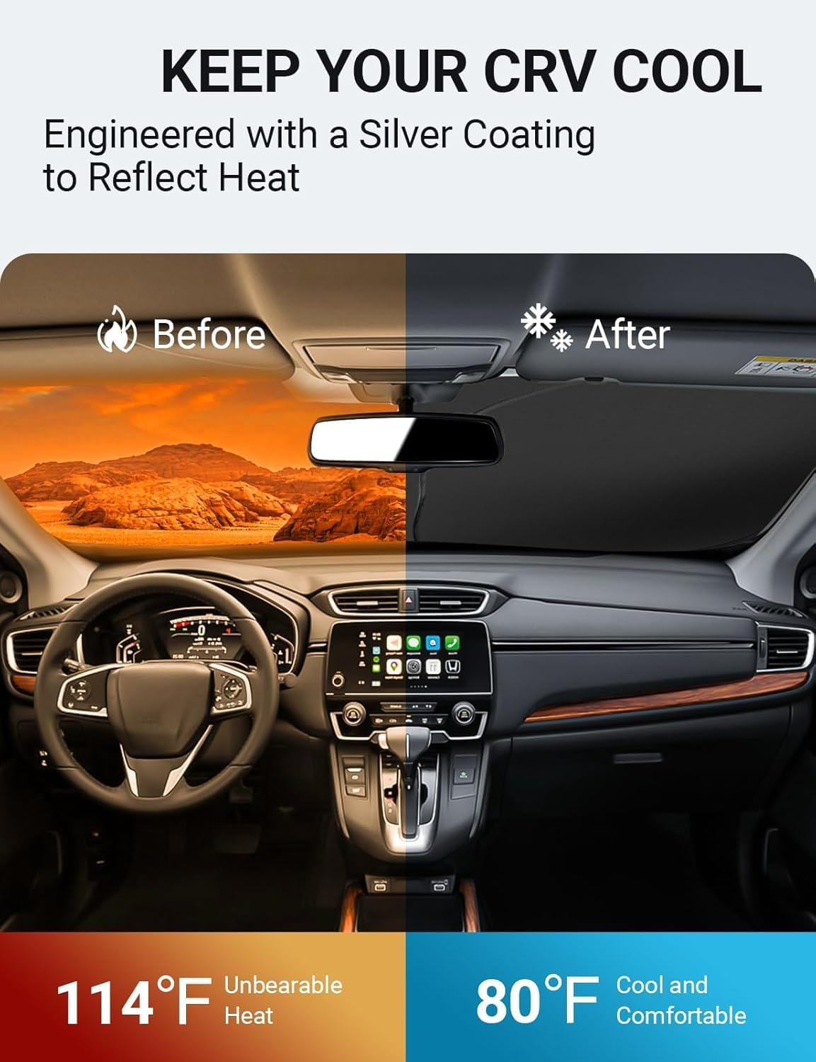 Proadsy 2025 Upgrade Windshield Sunshade Custom For Honda Crv 2022 2021 2020 2019 2018 2017 Block Sun & Uv Foldable Front Window