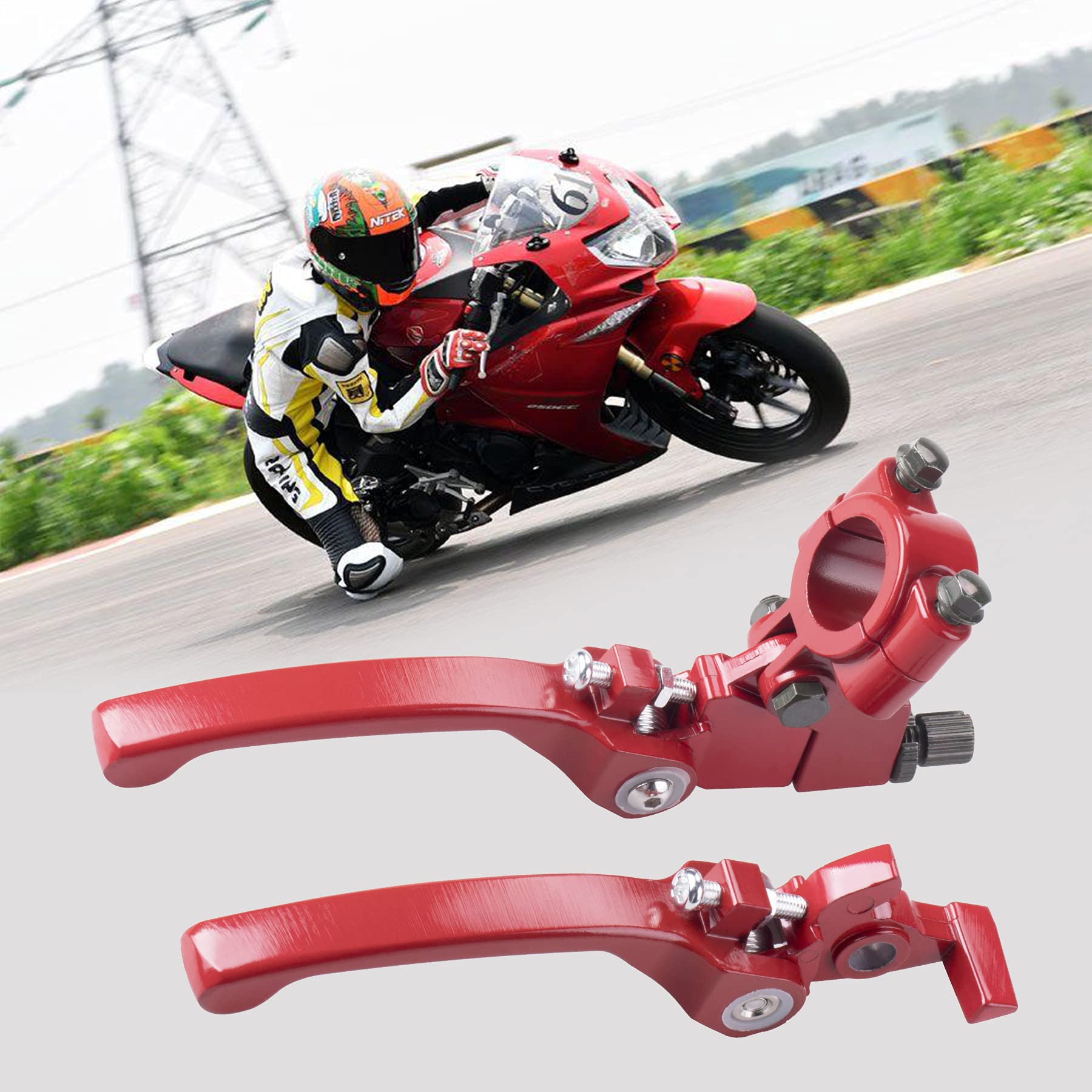 Cncmotok Red Folding Aluminum Clutch Brake Lever For 22Mm 7/8 Inch Handlebar 110Cc 125Cc 140Cc Ttr 125Cc Ssr Xmotos Apollo 125 Pit Dirt Bike Motorcycle