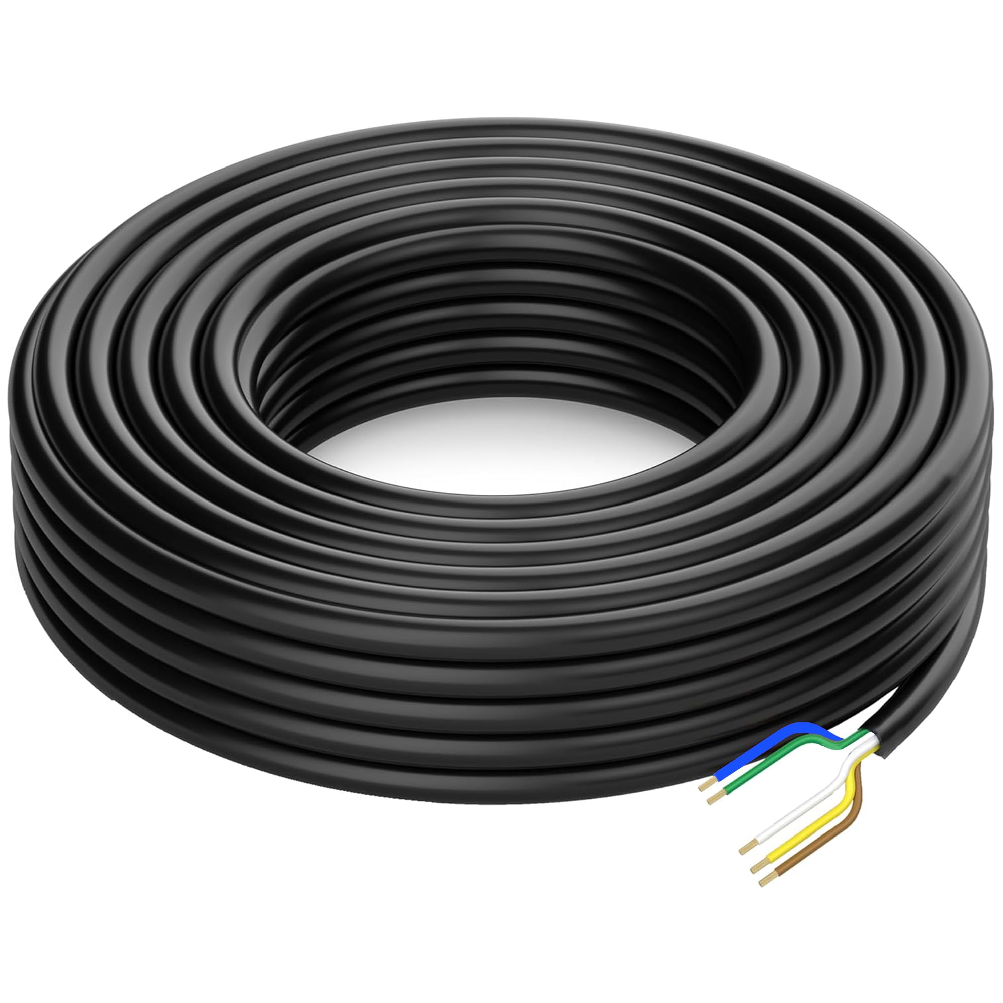 DOAUTO 100 Foot Heavy Duty 14AWG 5 Way Round Conductor Wiring RV Trailer Cord Harness Wire, 5 Individually Flexible PVC RV Tow H
