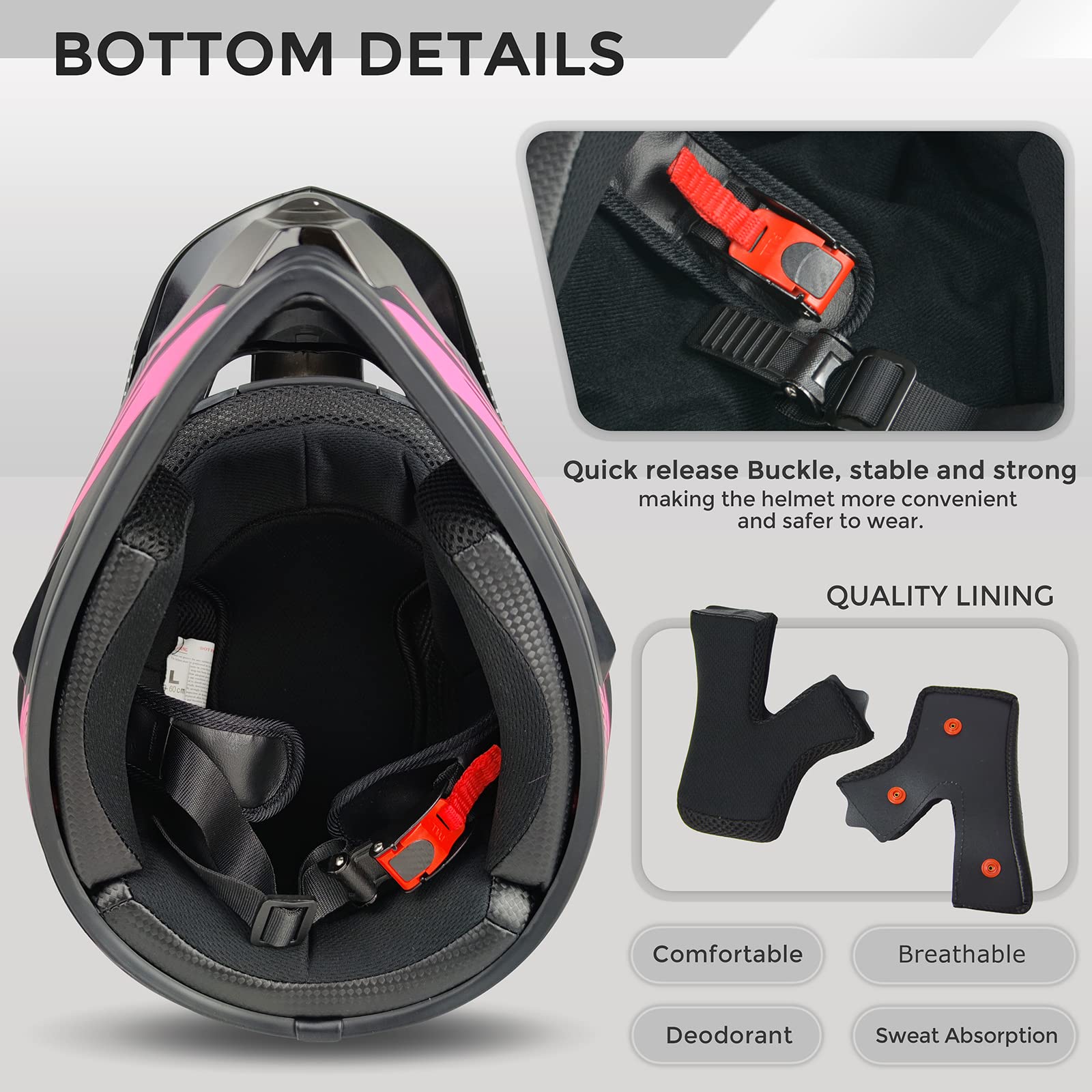 Motocross Helmet,Youth & Adult Atv Dirt Bike Motorcycle Helmet, Kids Bmx 4-Wheeler Off-Road Mountain Bike Helmet,Dot Certified,W