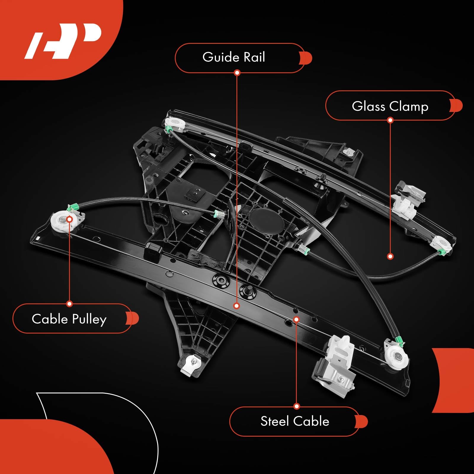 A-Premium Power Window Regulator With Panel Without Motor Compatible With Ford Expedition Lincoln Navigator 2007-2017 Front Righ