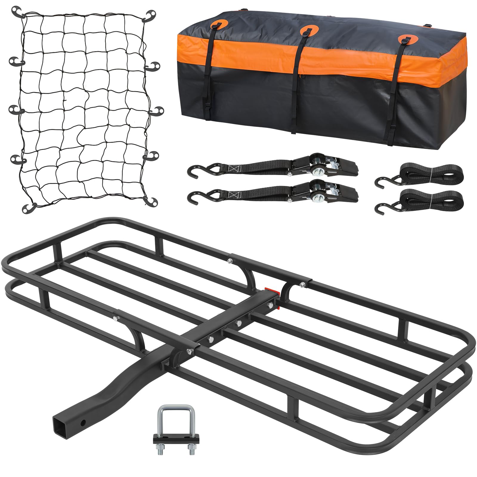 Weize Hitch Cargo Carrier For Suv, Truck - 53X19 Inches, 500Lb Capacity, With Waterproof Bag, Net, Strap, Tightener, Powder Coat