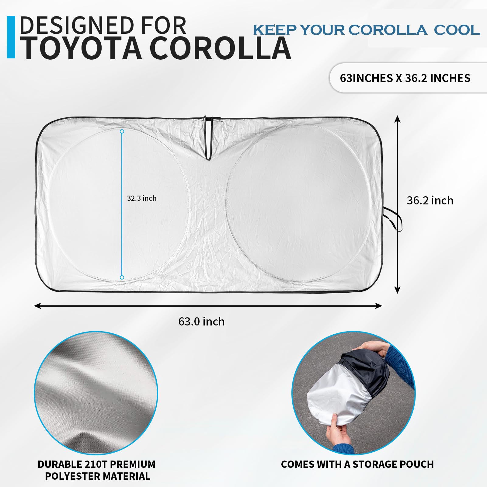 For Toyota Corolla 2023 Windshield Sun Shade, Front Sunshade For 2022 Corolla Prius Yaris Sienna Toyota C-Hr 2018-2024 Vehicle S