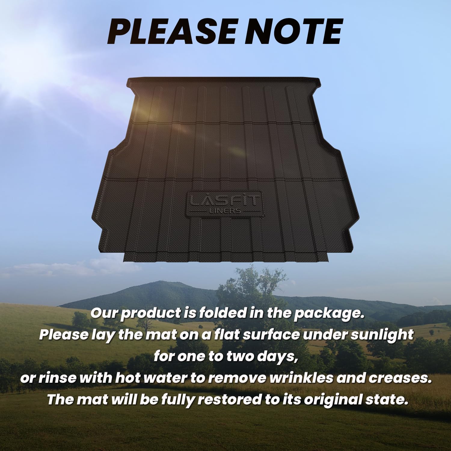 Lasfit Bed Mat For Rivian R1T 2025 2024 2023 2022 Car Bed Floor Liner(No Fit Drop-In Bed Liner), All Weather Tpe Truck Bed Mat -