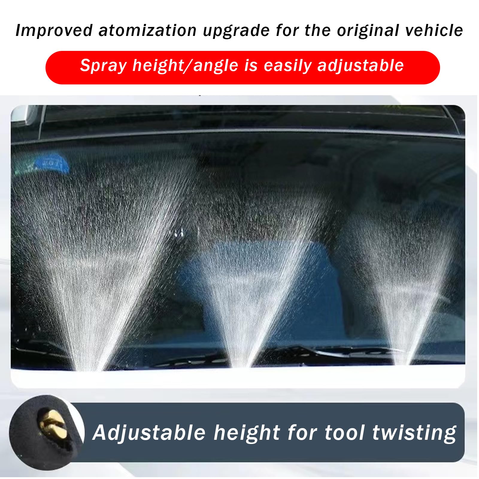 Slykew 2 Pcs Car Windshield Washer, Automotive Wiper Nozzles, Single Hole Adjustable Fan-Shaped Kit, Sprayer Head Replacement Parts, Universal For Most Cars, Trucks And Vans (Black)