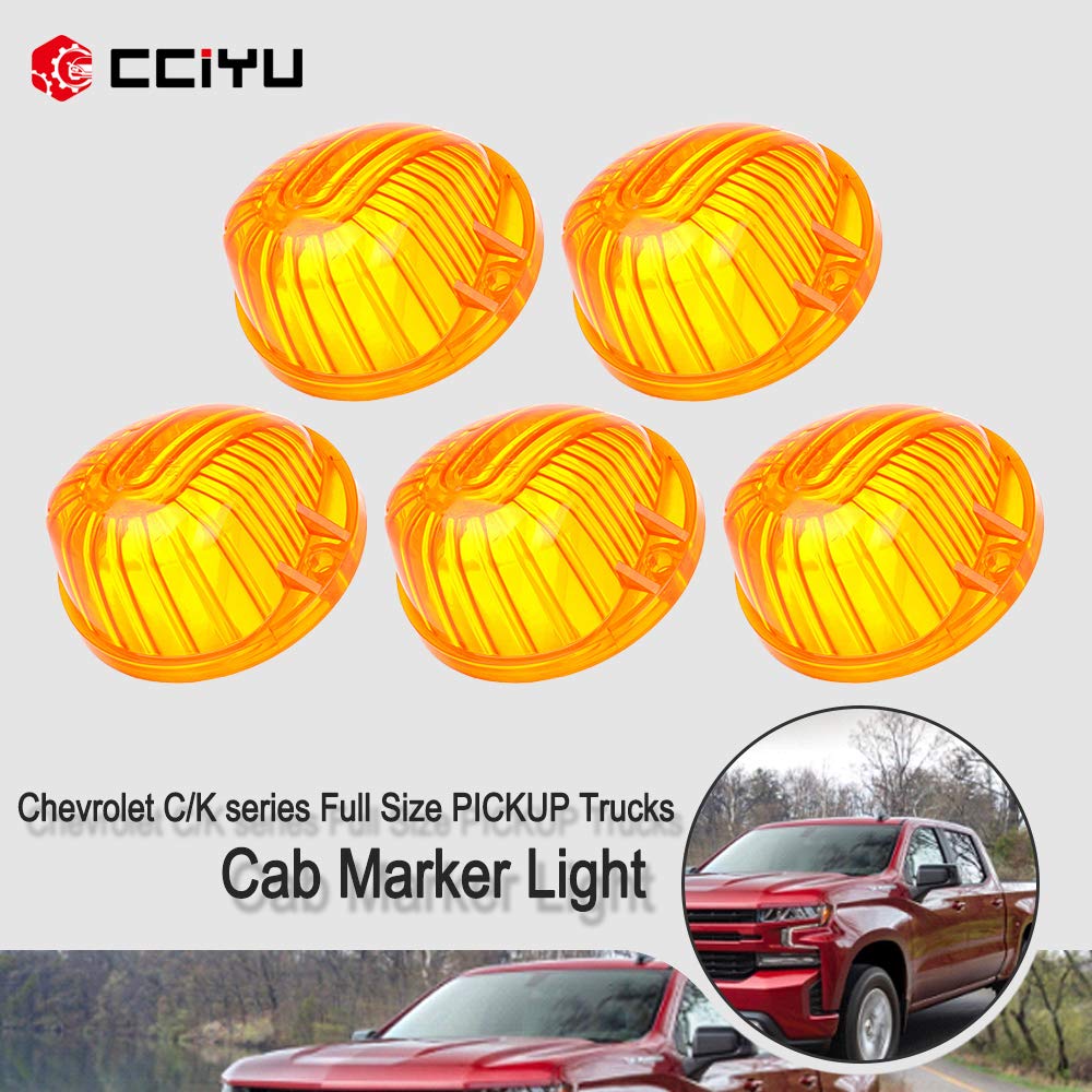 Cciyu 5 Amber Round-Shape Cab Marker Light 9069A Lens For Chevrolet Truck Pickup 1973-1991 For Chevrolet K30 Pickup K20 Suburban K10 Suburban C10 Pickup Blazer K5 Blazer C70 C60 C50 Etc