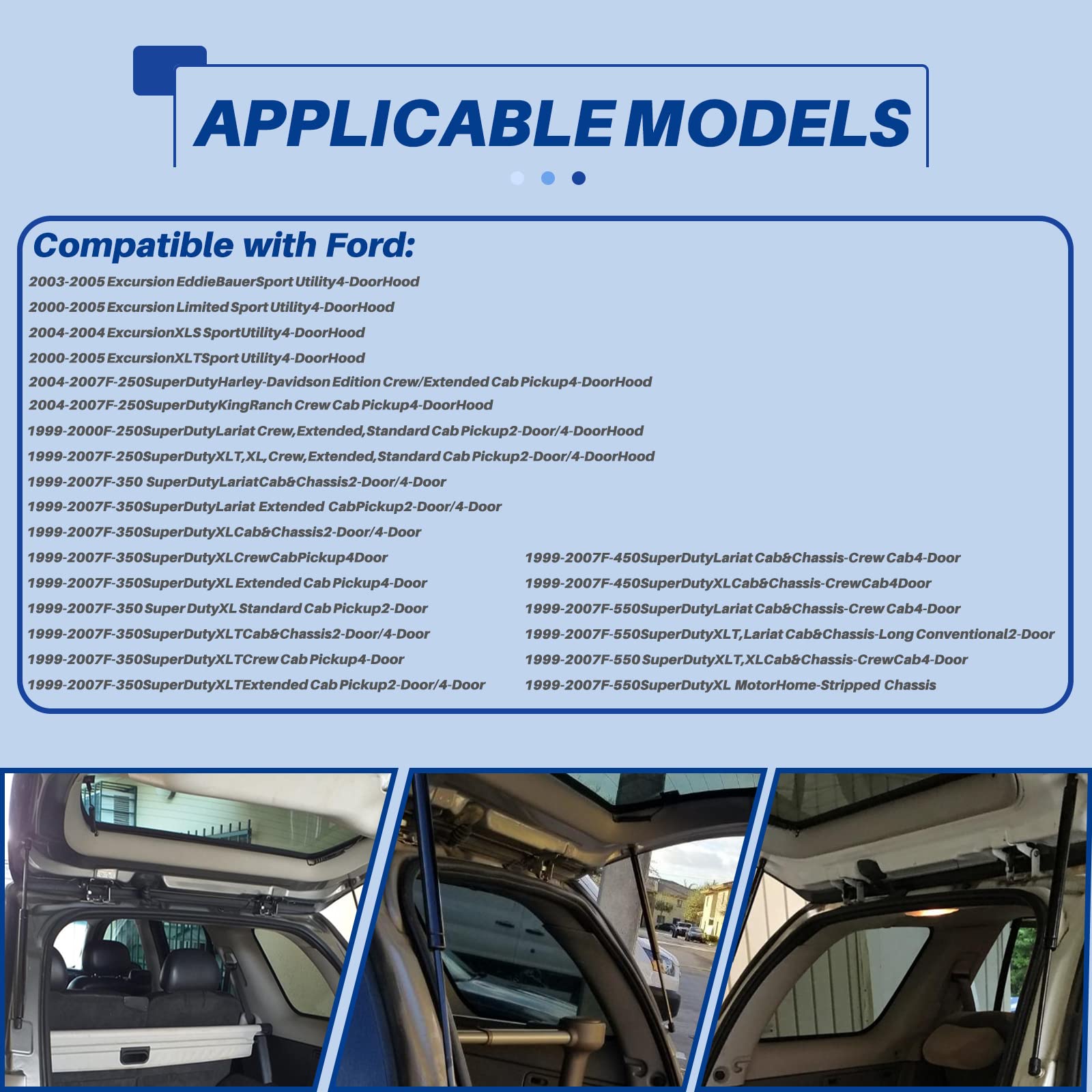 Otuayauto Front Hood Struts Replacement For 2000-2005 Ford Excursion, 1999-2007 Ford F250 F350 F450 F550 Super Duty - Front Hood