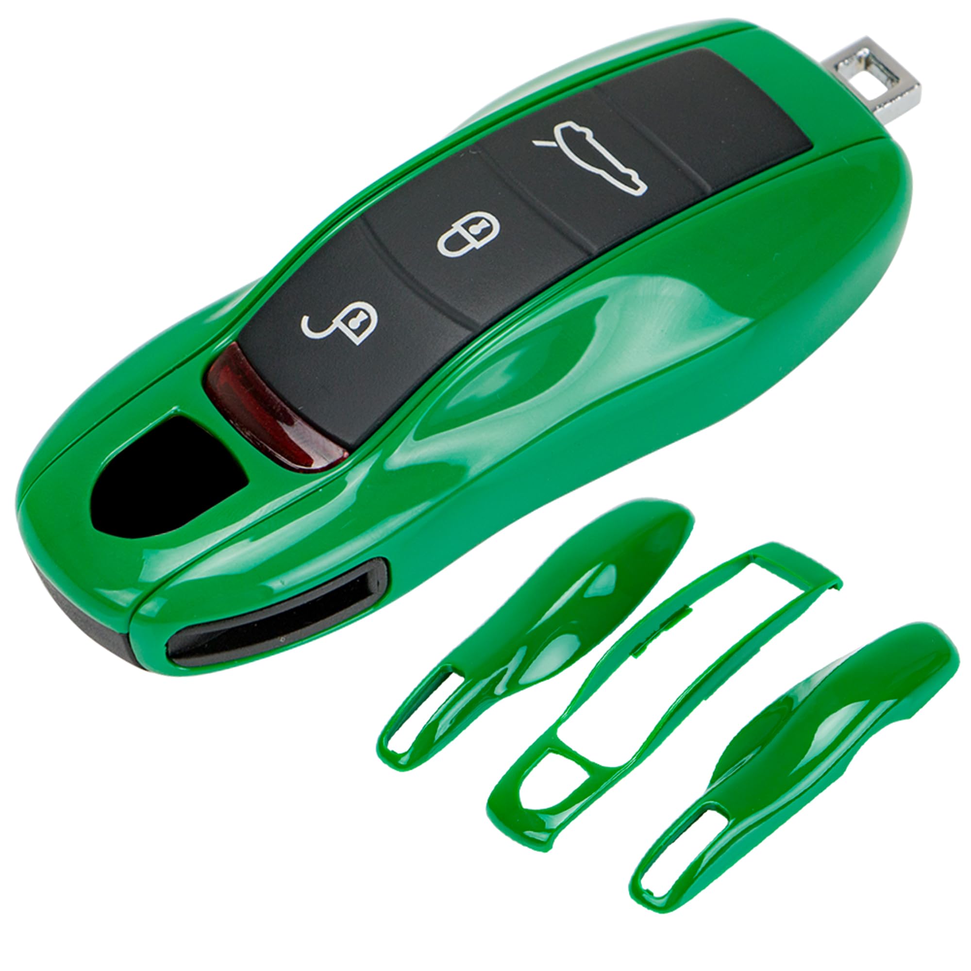 Aerobon 3-Piece Painted Key Cover Key Fob Shell Cover Compatible With Porsche Key Shell, Key Shell Replacement (Mk1, Green)