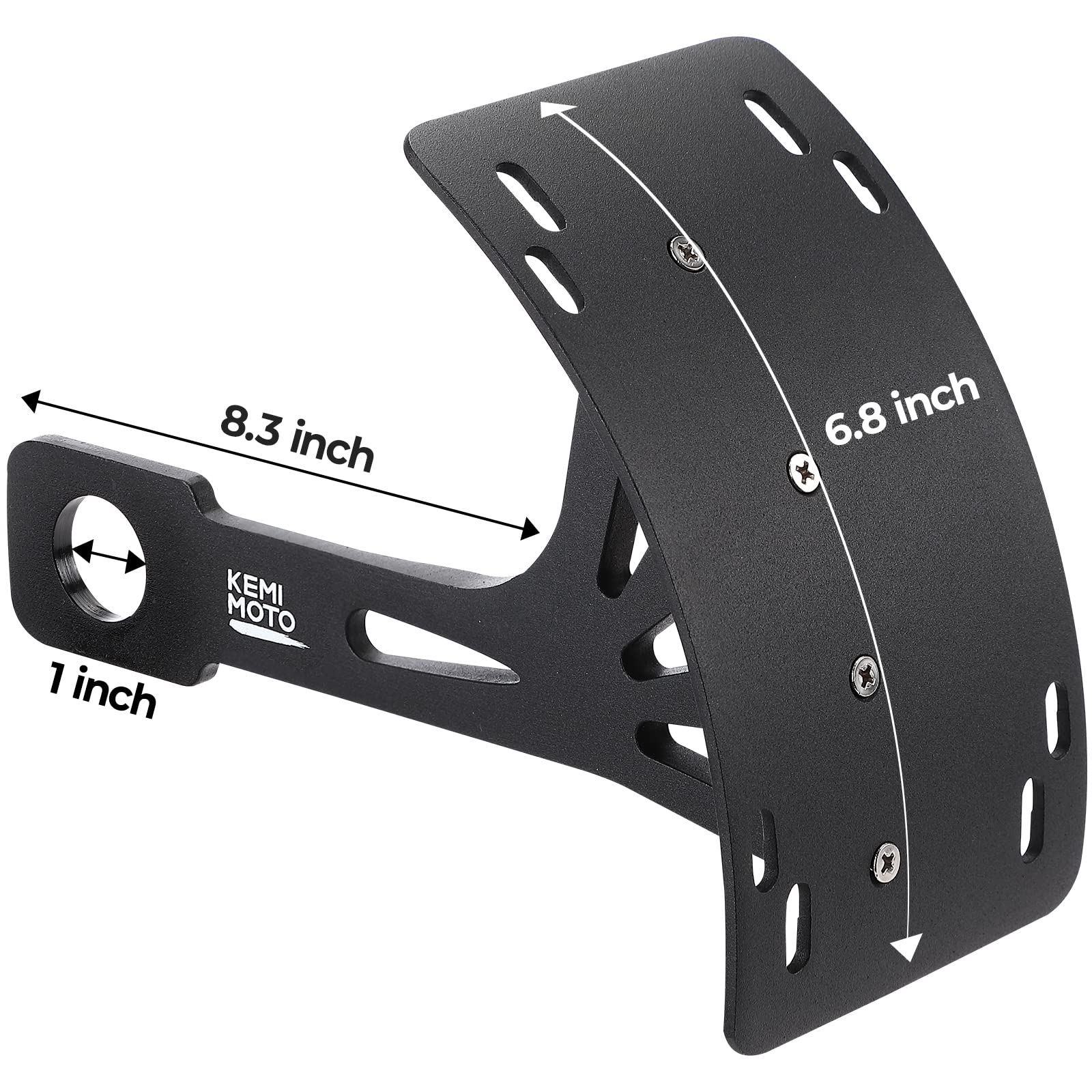 Kemimoto Motorcycle License Plate Bracket Universal Black Curved Motorcycle License Plate Holder Side Motorcycle License Plate M