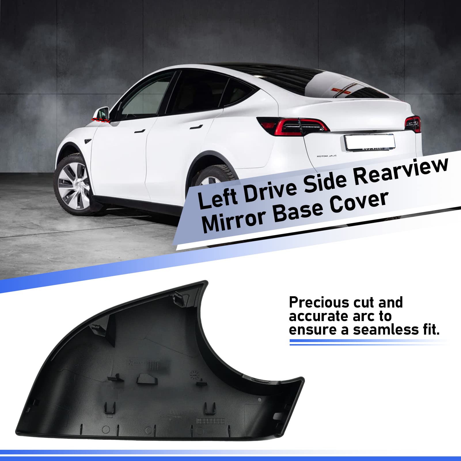 Jaronx Compatible With Tesla Model Y Mirror Lower Cover 2018-2024,Left Drive Side Rearview Mirror Base Cover Trim, Side Mirror B