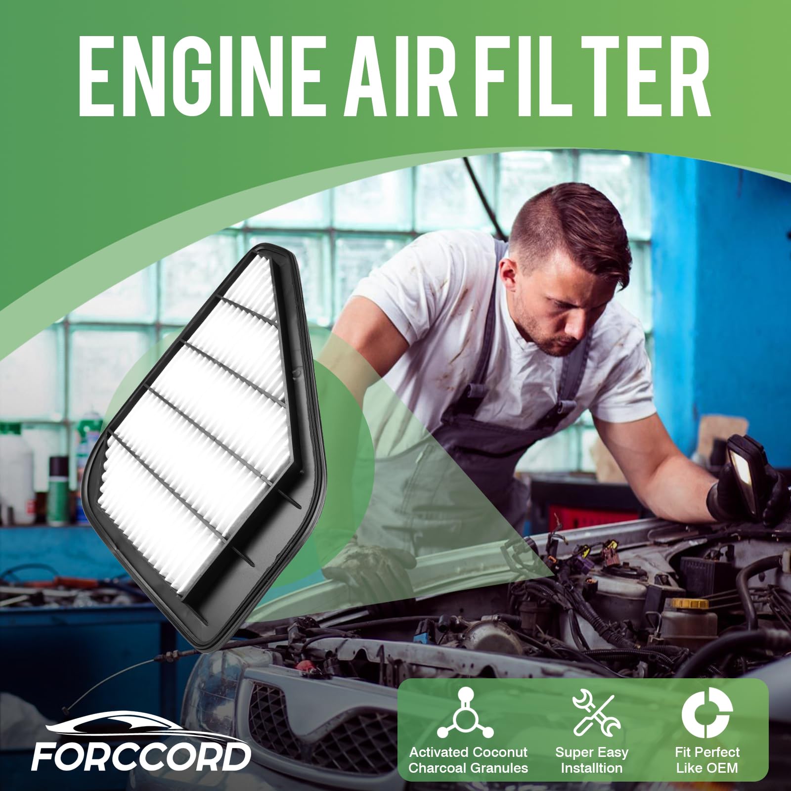 Forccord Cabin & Engine Air Filter Fit For Traverse 2017-2009, Acadia 2016-2007, Limited 2017, Enclave 2017-2008, Outlook 2010-2