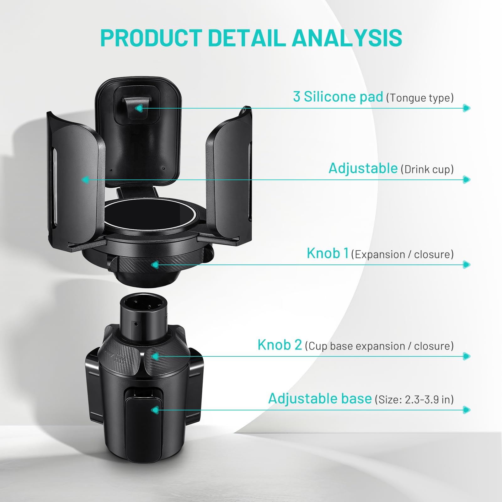 2 Pack Car Cup Holder Expander Adapter (Adjustable) This Hill All Purpose Cup Holder Expander For Car With Rubber Fits Less Than 5.51 Large Bottles & Mugs & Foods & Drinks