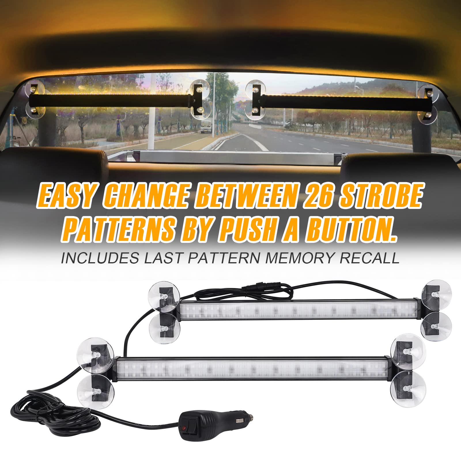 Xridonsen 2 In 1 Emergency Strobe Traffic Advisor Amber Light Bar 144 Led Warning Safety Interior Dash Windshield Lights Deck Sp