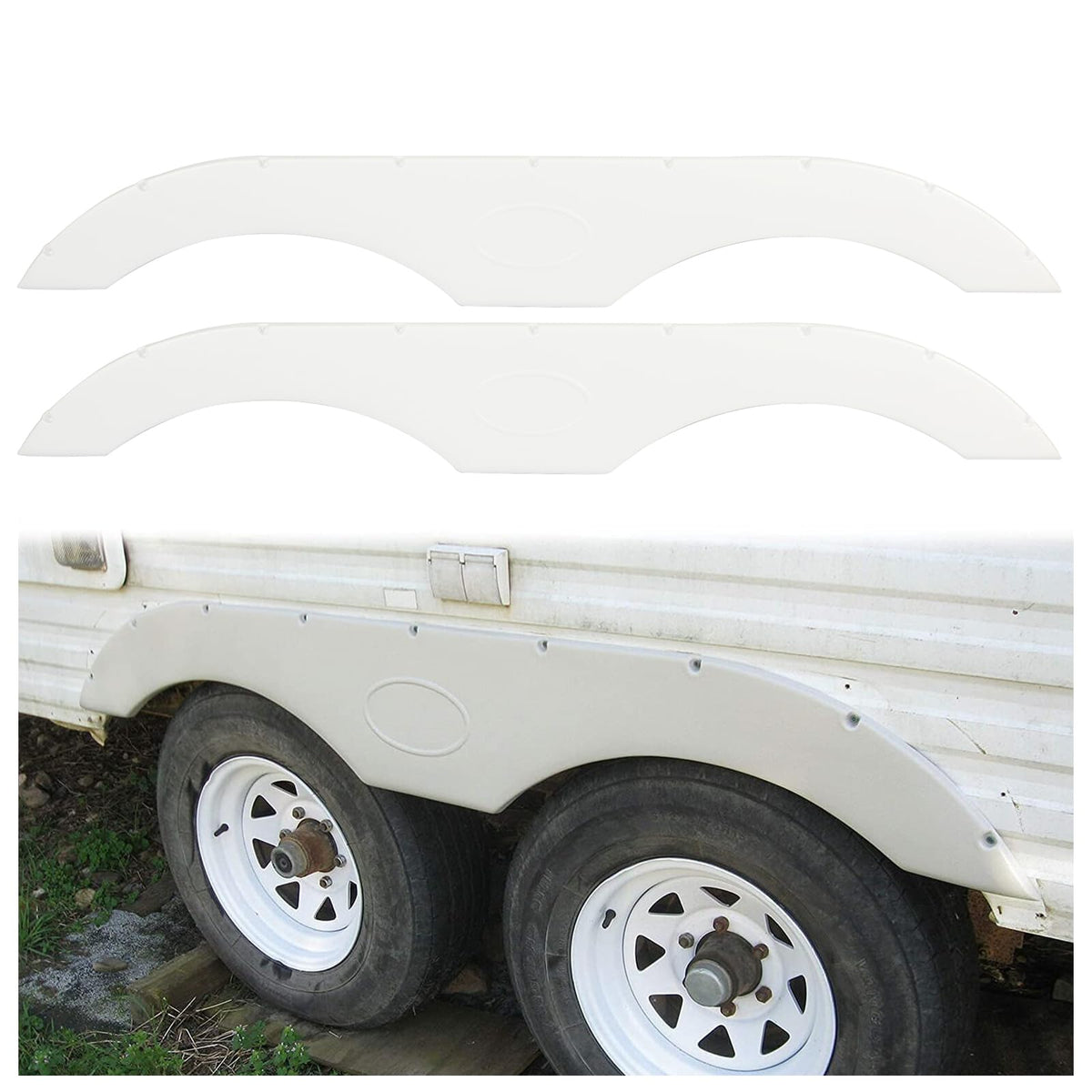 Ecotric Tandem Trailer Fender Skirt For Rvs Campers And Trailers White