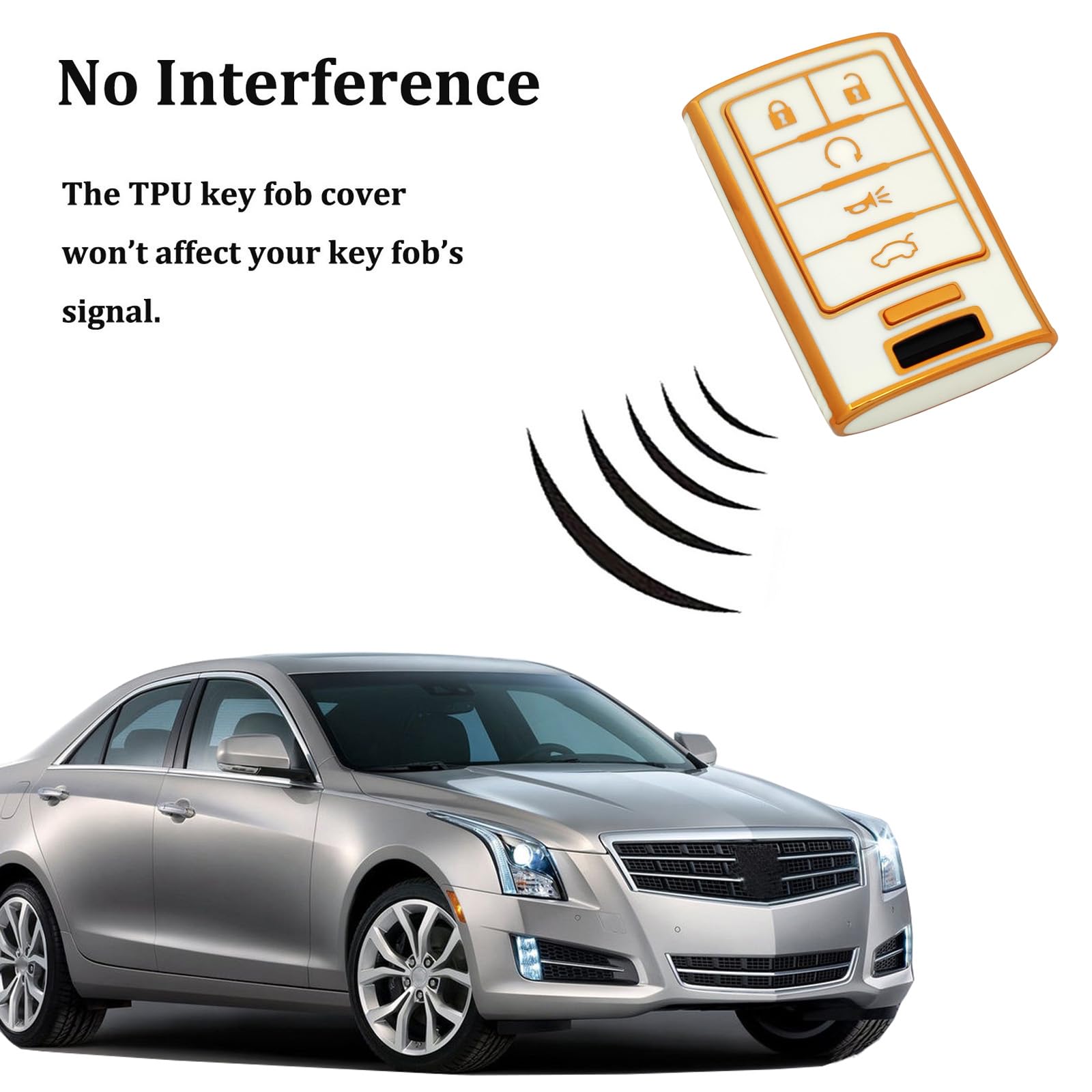 Arruweer Key Fob Cover For Cadillac Soft Tpu Key Fob Case Holder Protector Compatiable With Cadillac Srx Ats Elr Xts 2010 2011 2